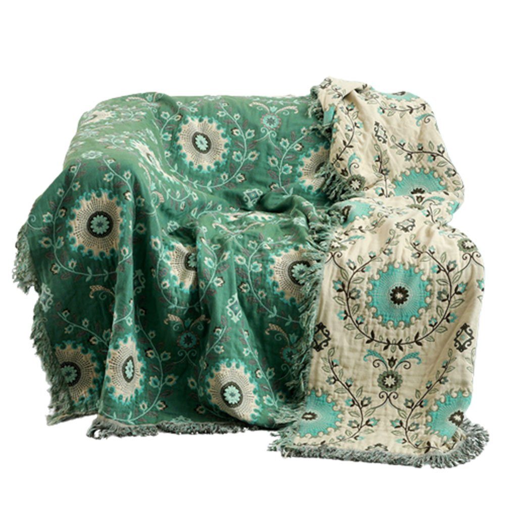 FELIXLEO Baumwollbettdecke Decke wendbare geflochtene mit Fransen Sofadecke günstig online kaufen