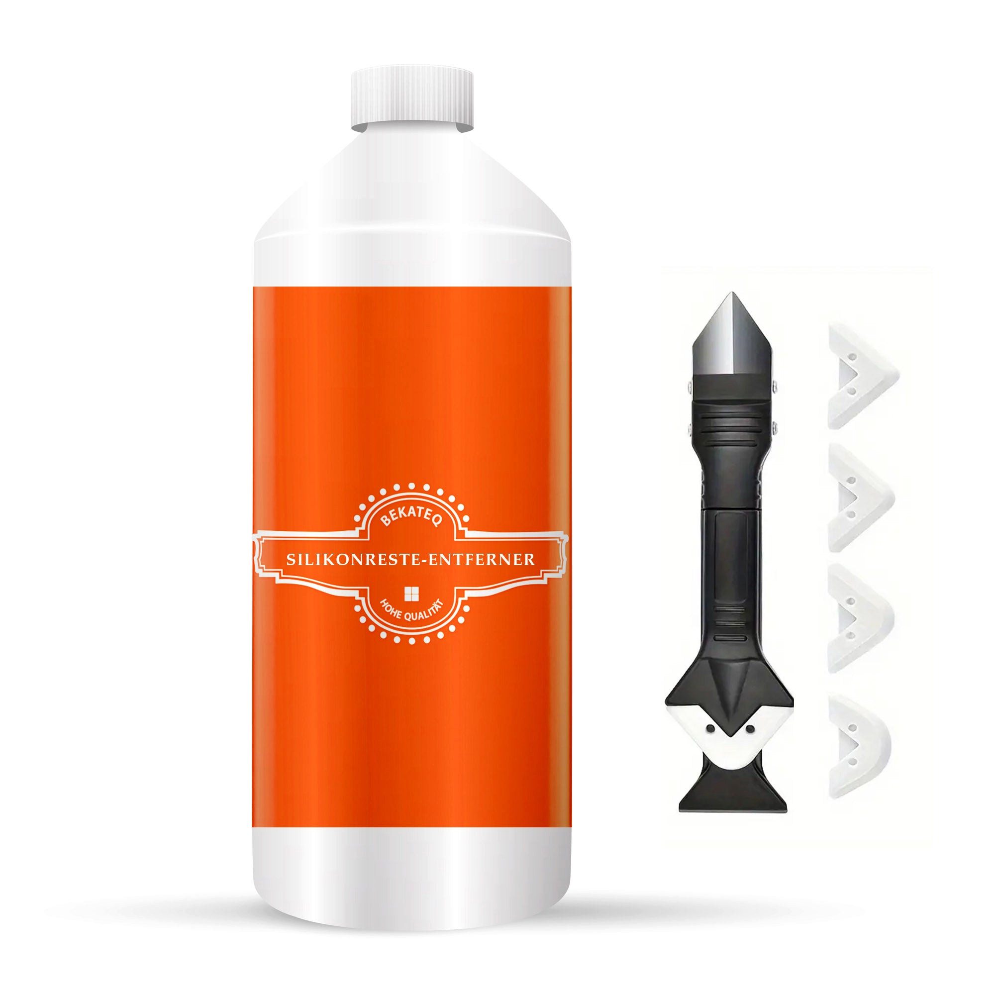 BEKATEQ LS-575 Silikonreste Entferner inkl. Werkzeug Allzweckreiniger (Set beinhaltet 1x Entferner (250 ml) und 1x Fugenwerkzeug, [- Silikonentferner, Silikonfugen Reiniger Silikon Wachs Dichtstoff für Keramik, Glas, Metall)