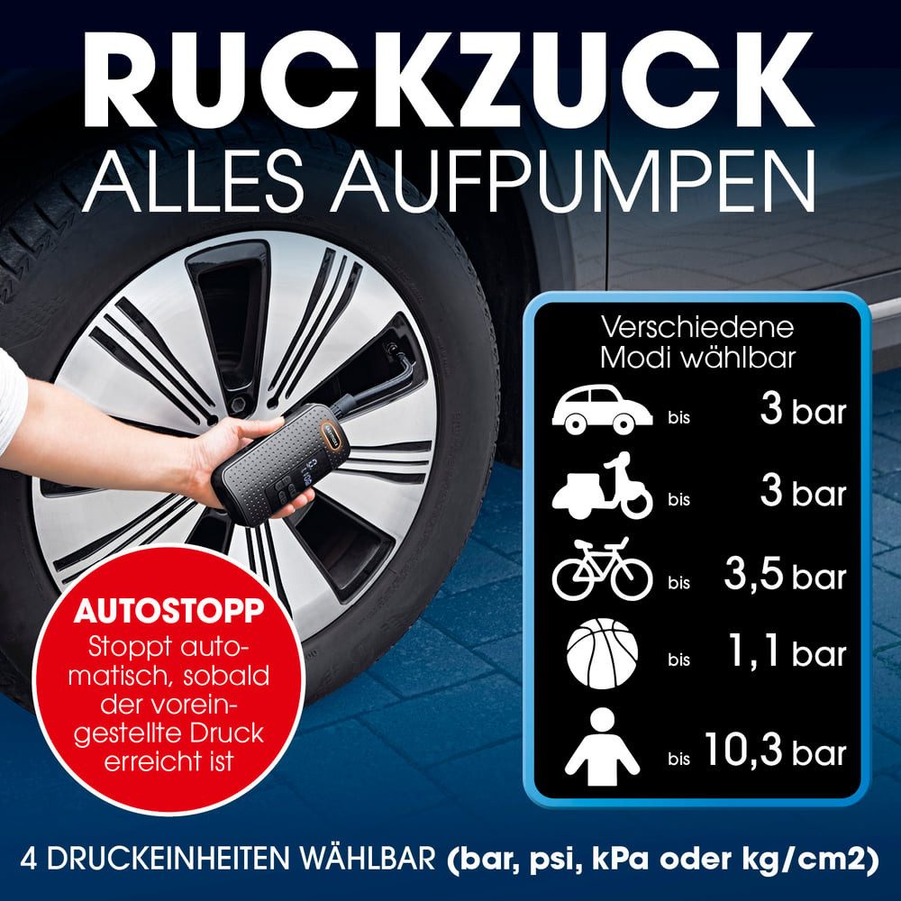 EASYmaxx Akku-Handkompressor für Fahrrad Auto Bälle günstig online kaufen