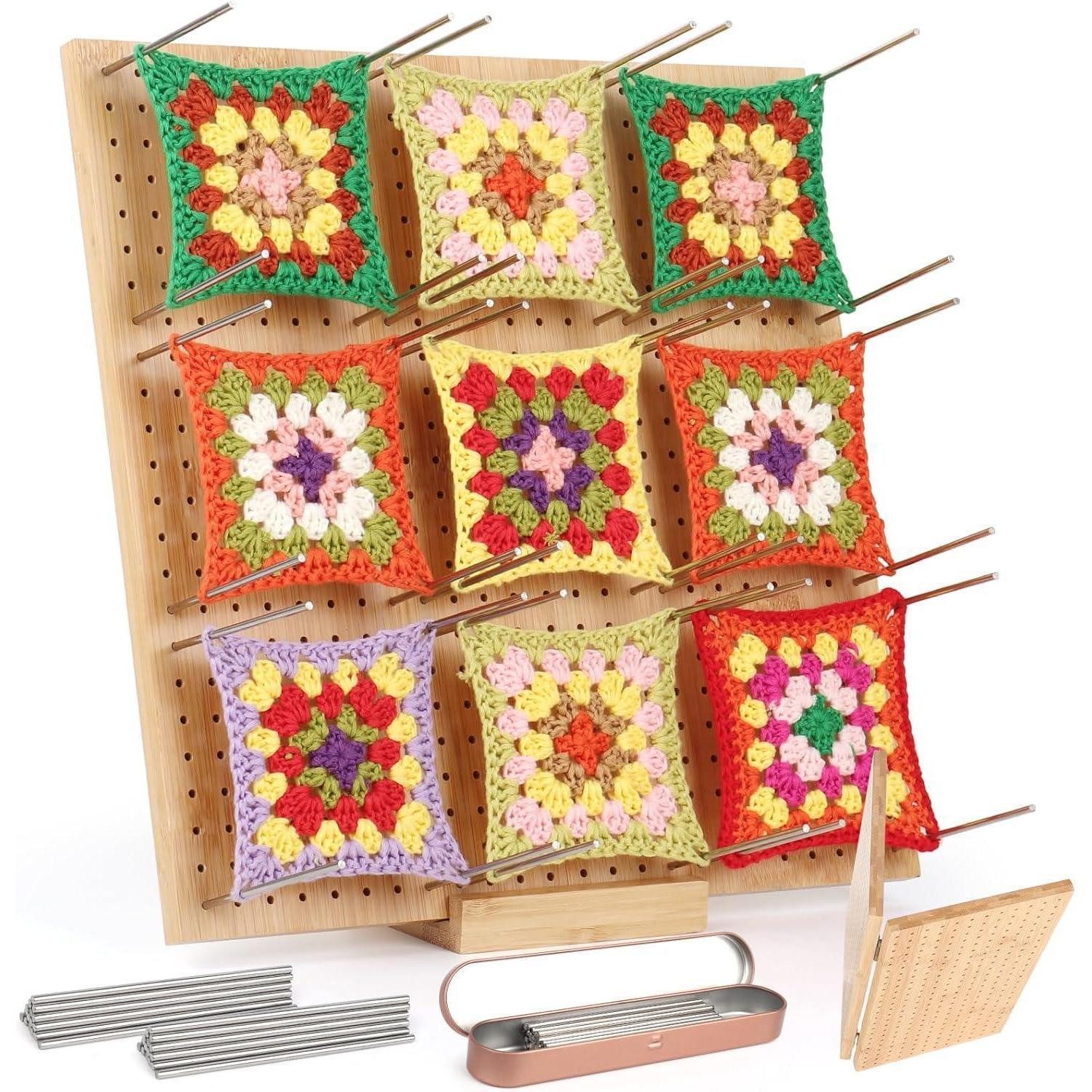 LuxusKollektion Häkelnadeln Großes Blocking Board 33x33 cm für Granny Squares Spannen mit 30