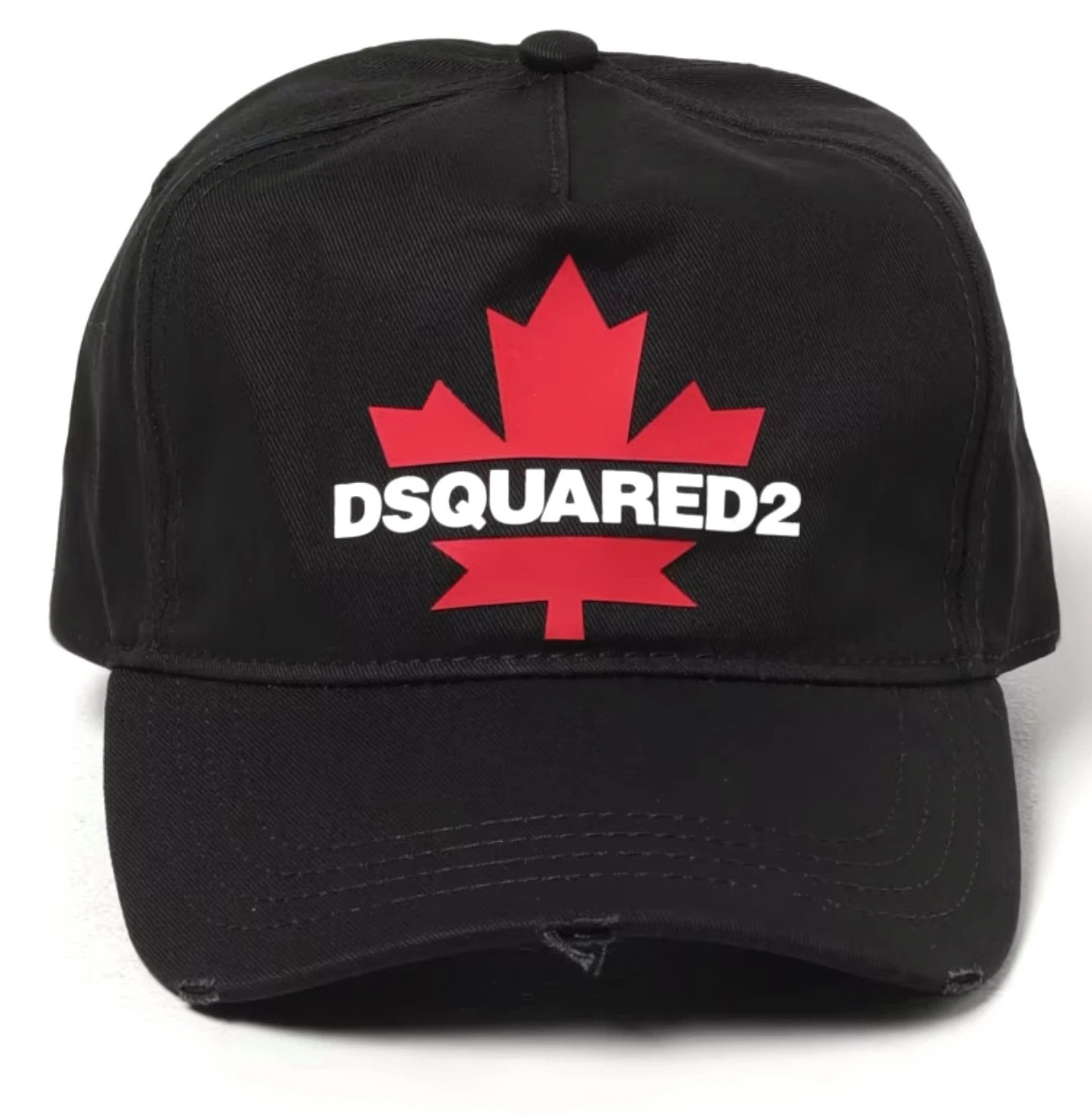 Dsquared2 Baseball Cap Black Leaf Basecap Cap Icon Mütze Basebalkappe Kappe Verstellbarer Riemen mit Metallschnalle