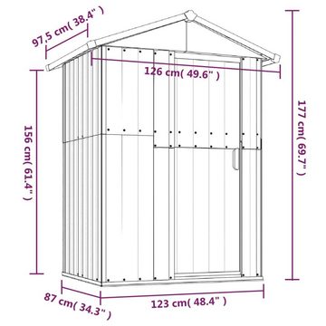 vidaXL Garten-Geräteschrank Geräteschuppen Grün 126x97,5x177 cm Verzinkter Stahl Gartenhaus Geräte