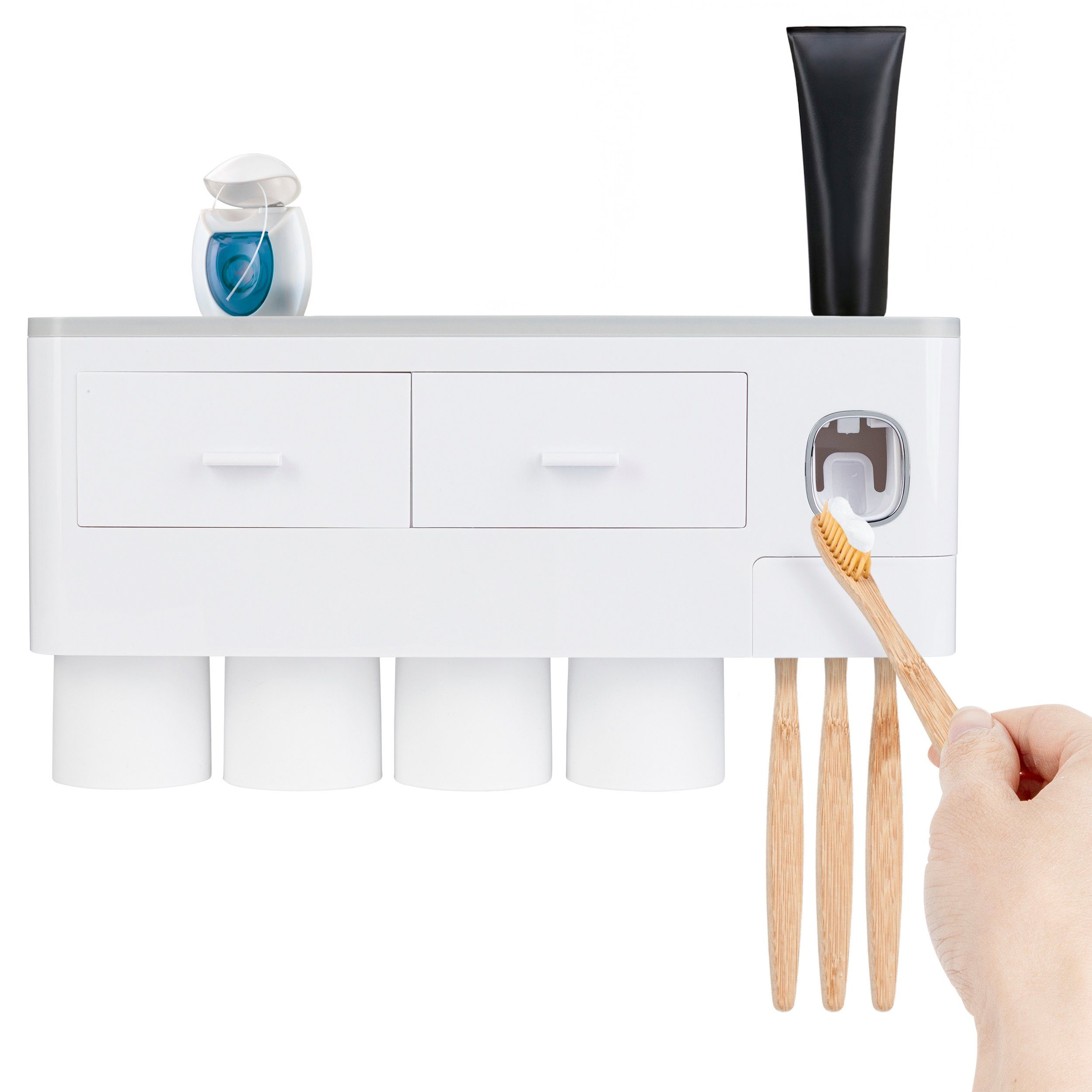 ONVAYA Zahnbürste Zahnbürstenhalter mit automatischem Zahnpastaspender, Set