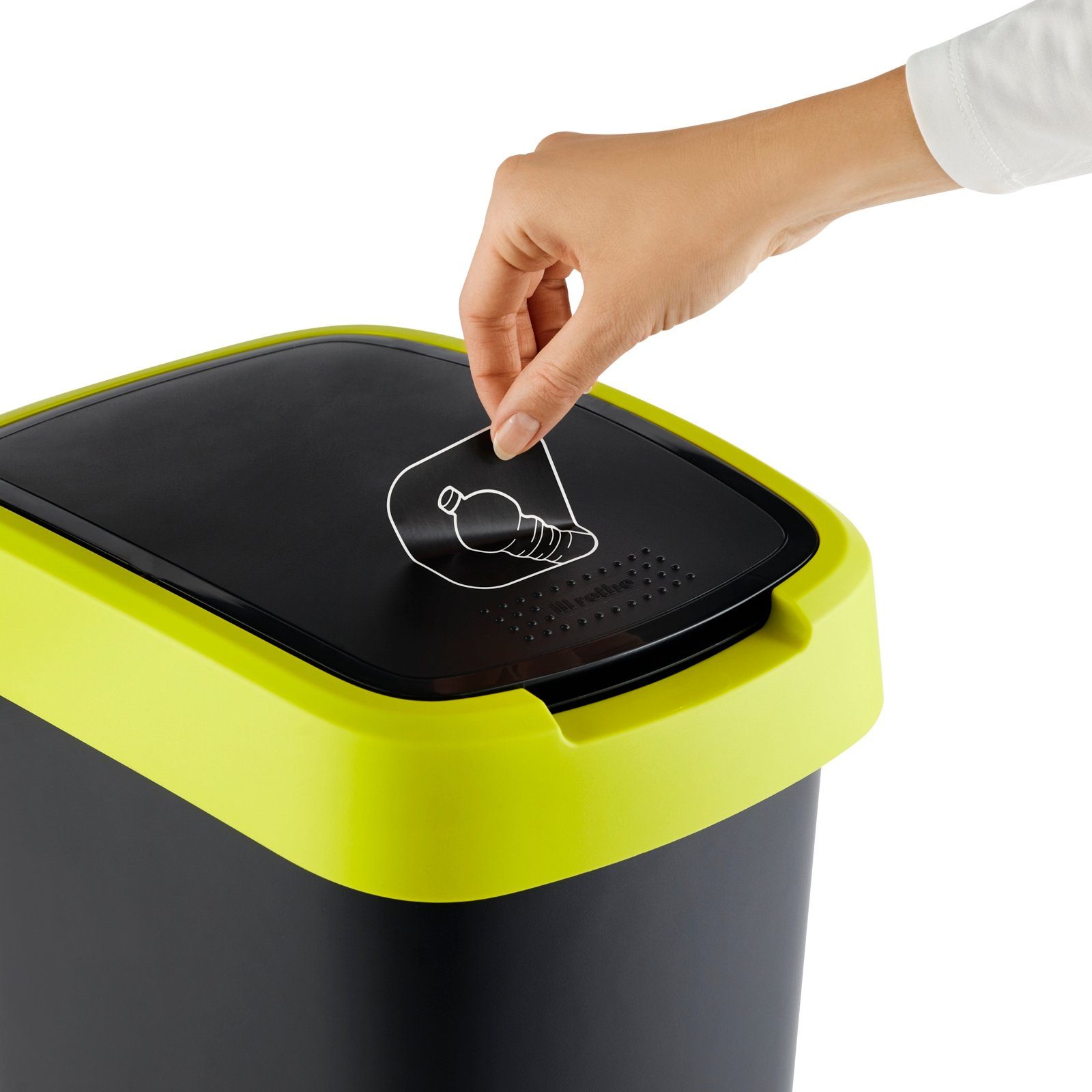 ROTHO Mülleimer TWIST Abfalleimer 50l - 2-in-1 Deckel - ideal zur Mülltrennung zuhause, Sticker-Set für Mülltrennung – Bild 2 von 5