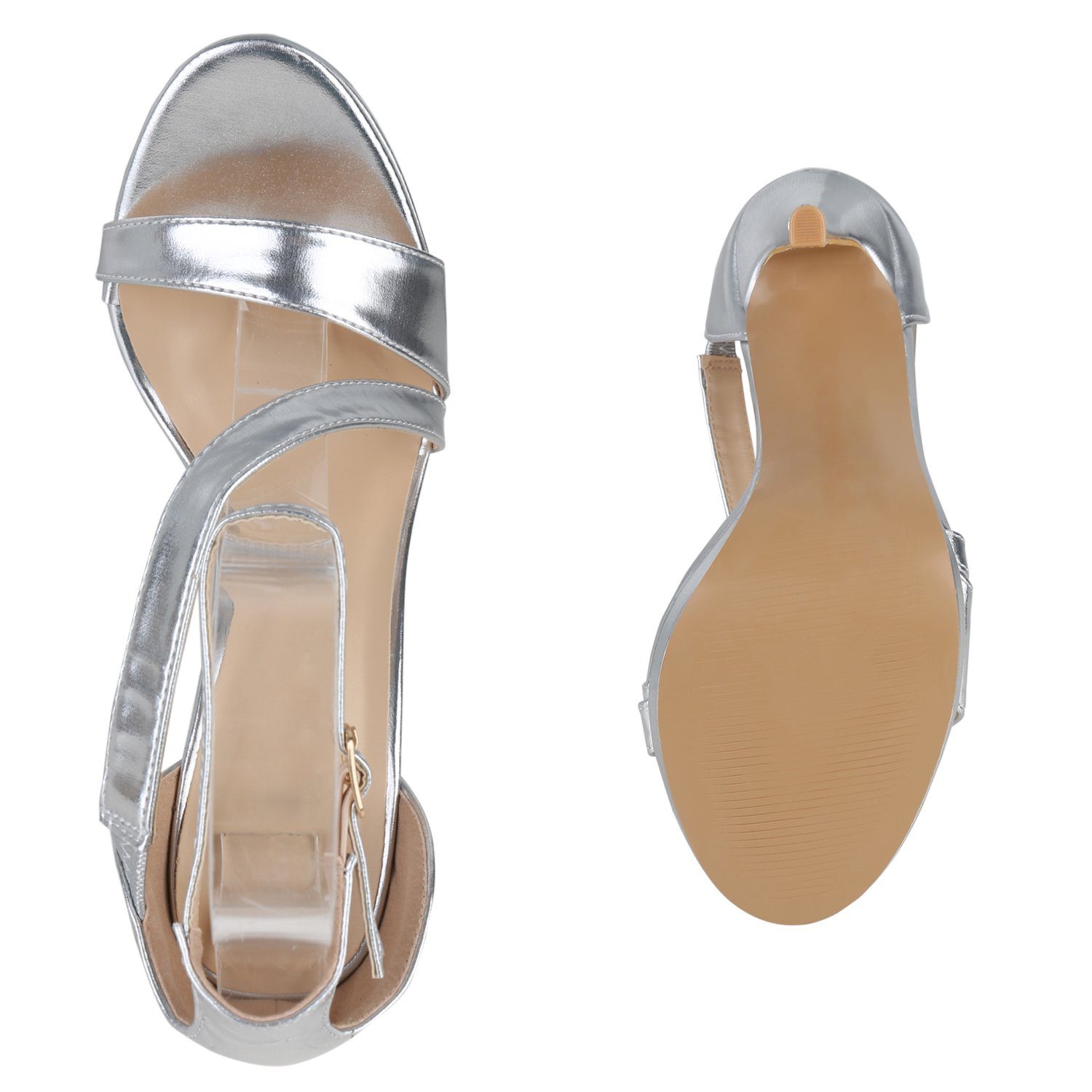 840096 HILL Silber High-Heel-Sandalette Schuhe Bequeme VAN