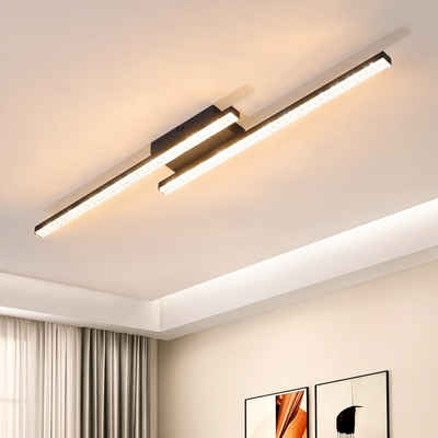 Nettlife LED Deckenleuchte Wohnzimmer Schwarz Deckenlampe 3000K Modern Kristall Metall, LED fest integriert, Warmweiß, Schlafzimmer Flur Küche