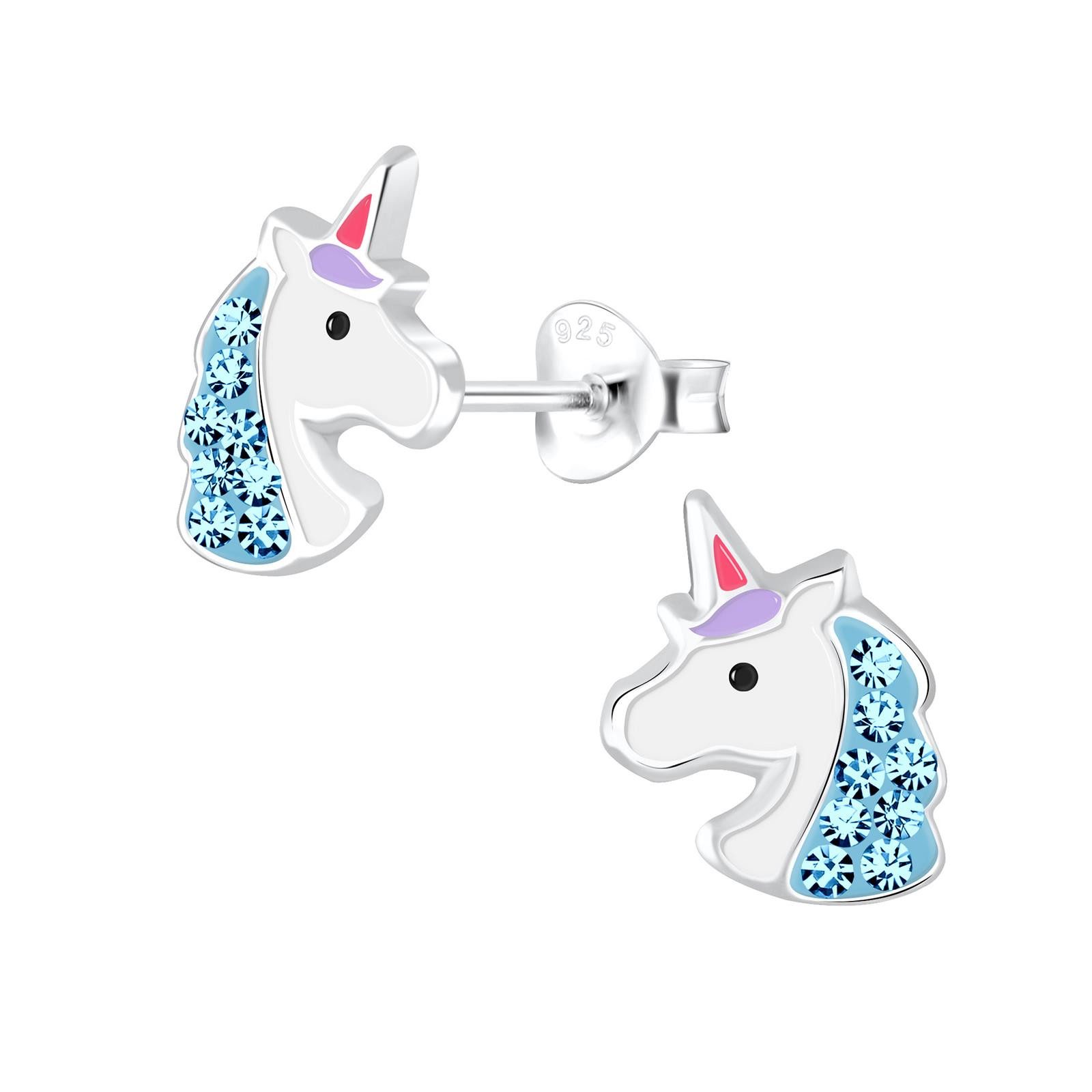 Valentinstagsgeschenk Monkimau Ohrring-Set Einhorn Kinderohrringe 925 Silber, Hypoallergen