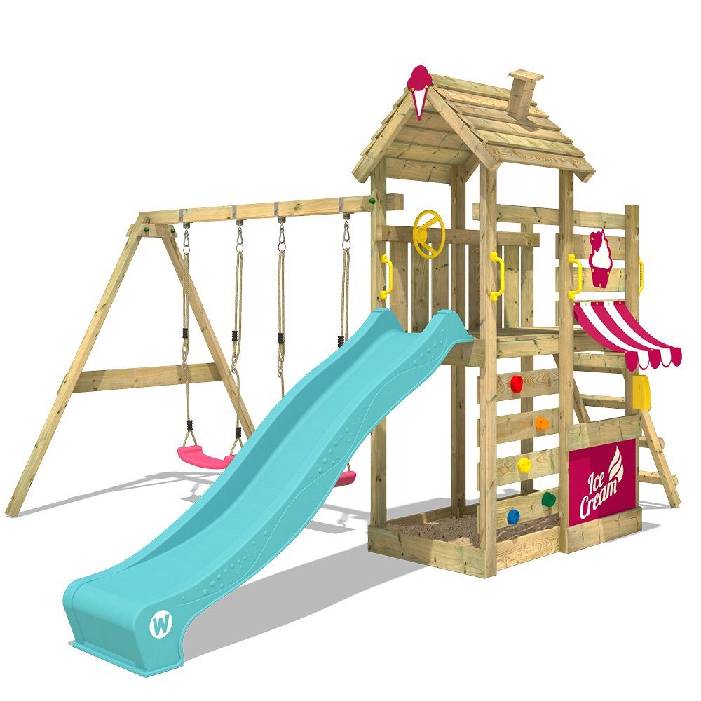 Wickey Spielturm »Klettergerüst CherryFlyer mit Schaukel & türkiser