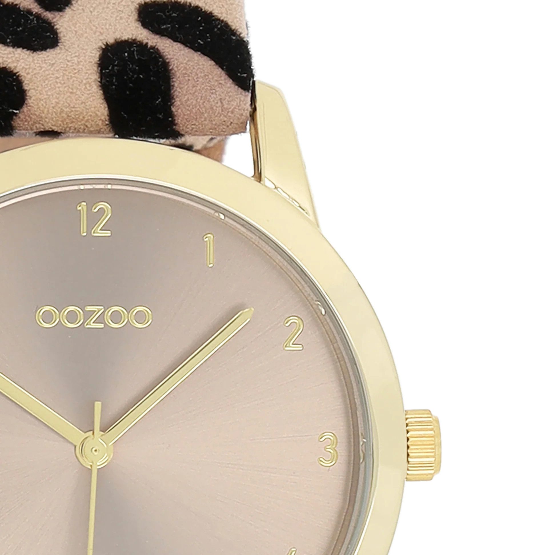OOZOO Quarzuhr Damenuhr C11372 – IP-Gold Taupe Lederband 38 mm – Elegante Q günstig online kaufen
