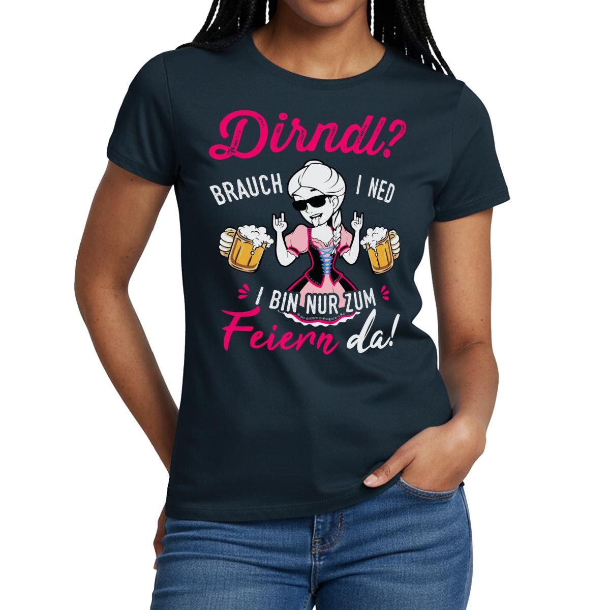 Spreadshirt T-Shirt Dirndl Brauch I Net I Bin Nur Zum Feiern Da Frauen T-Shirt (1-tlg) Slim Fit, fällt klein aus
