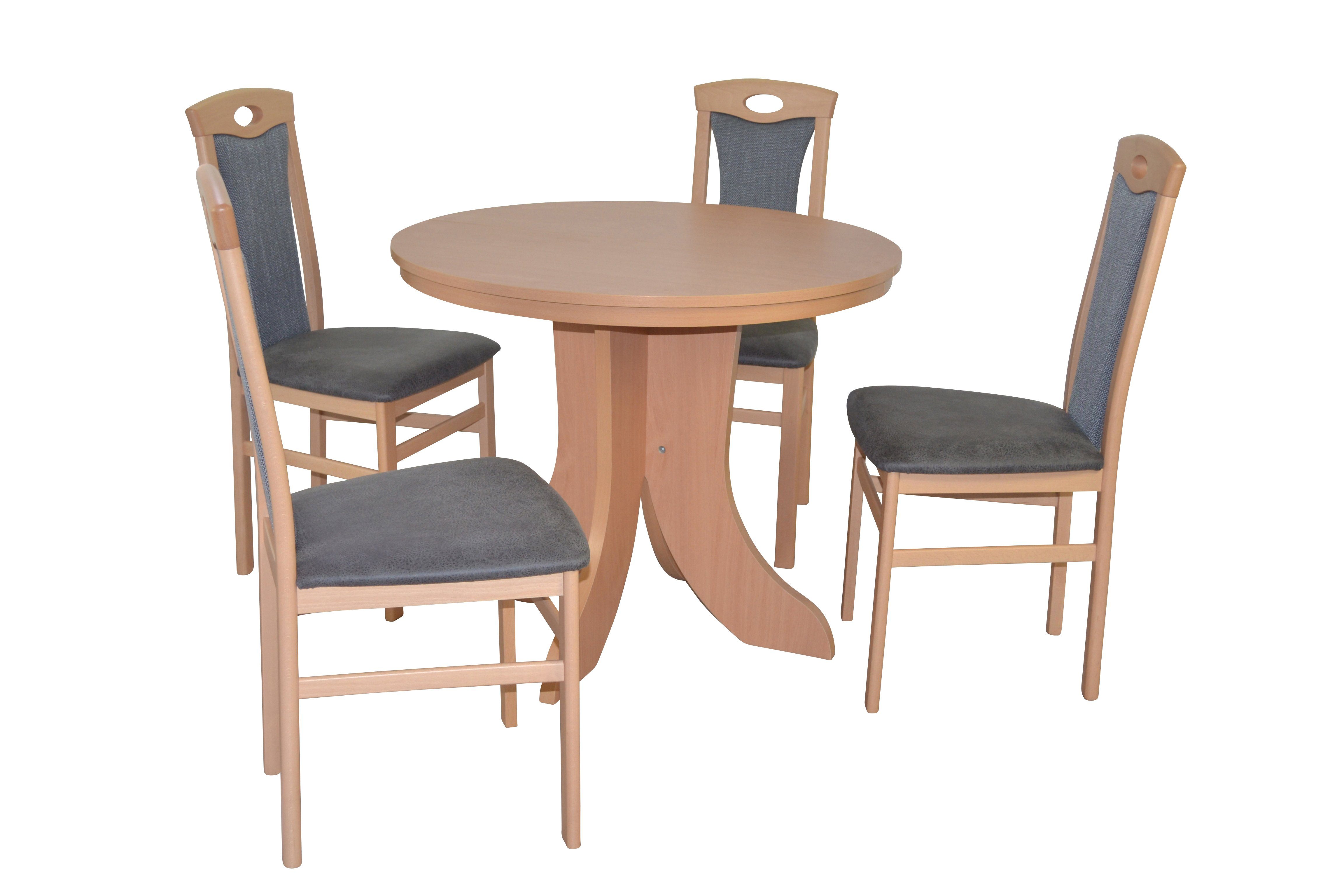 5tlg., Auszugsfunktion, anthrazit (Spar-Set, 5tlg) Tisch Essgruppe Essgruppe mit moebel-direkt-online