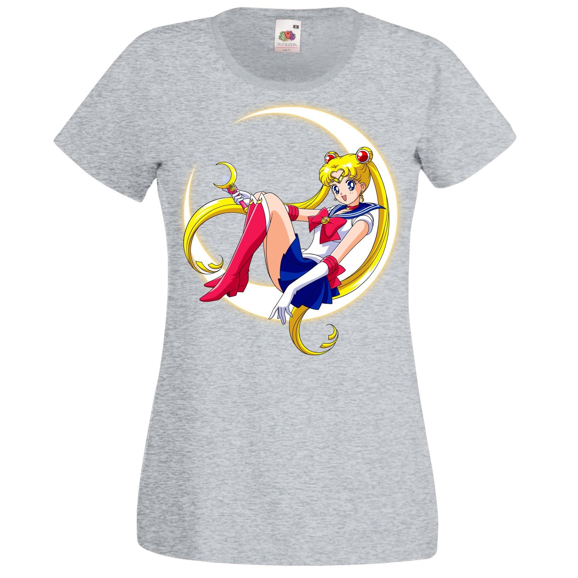 Youth Designz T-Shirt Sailor Moon Damen T-Shirt Mit trendigem Frontprint Grau