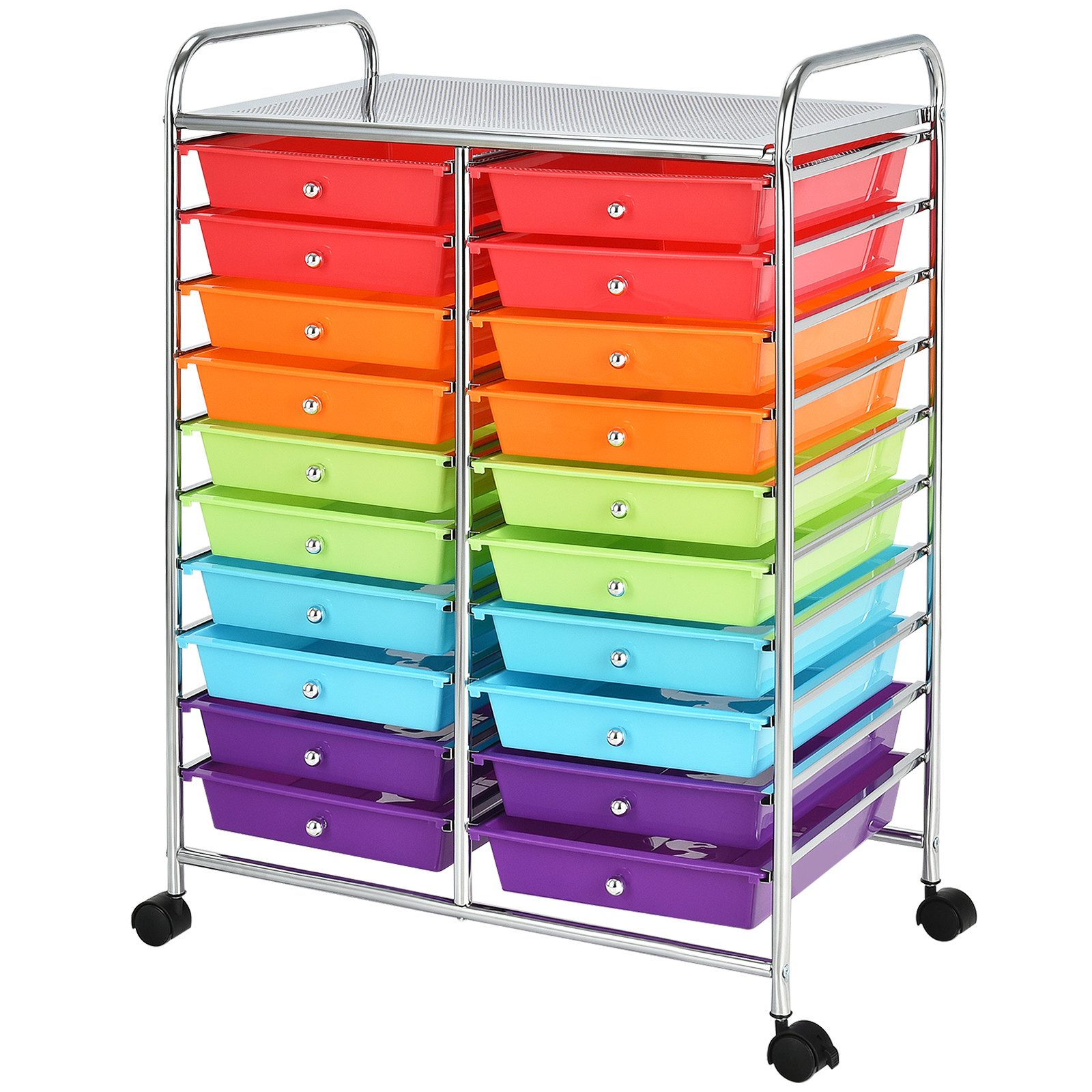 COSTWAY Rollwagen mit 20 stapelbaren Schubladen & Metallrahmen, 63x39x88cm