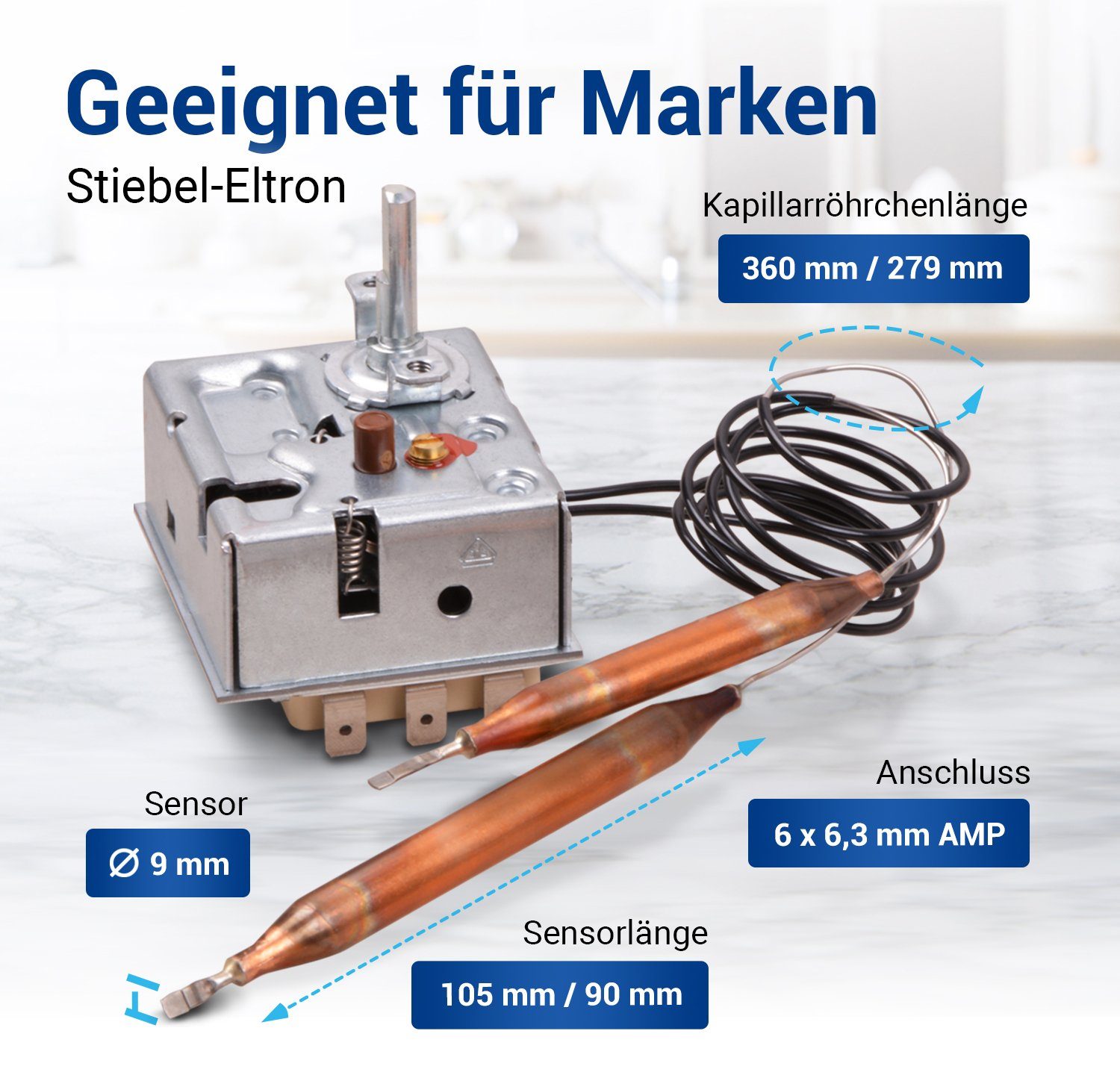 VIOKS Thermodetektor Thermostat Ersatz für EGO 55.60019.380 Stiebel-Eltron 170925 Regler