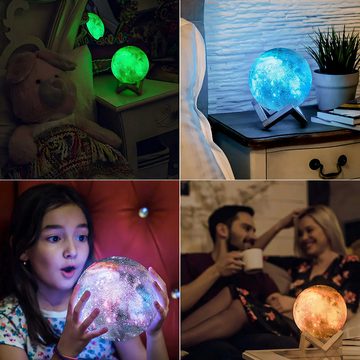 Retoo Nachtlicht 3D LED Mond Lampe Moon Nachtlicht Light Touch Sensor Mondlicht Kinder, LED wechselbar, Tageslichtweiß, Vielseitigkeit, Intuitive Steuerung, Mobilität, Kabelloses Design