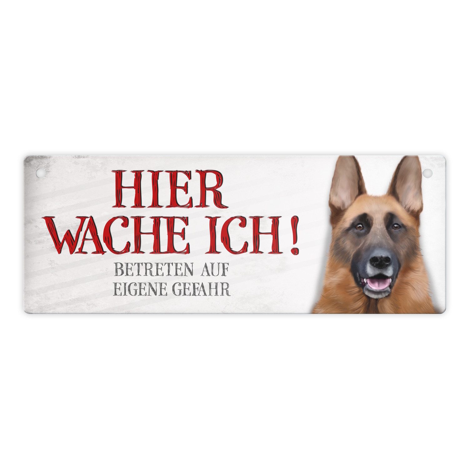 speecheese Metallschild Metallschild mit Schäferhund Motiv und Spruch: Betreten auf eigene