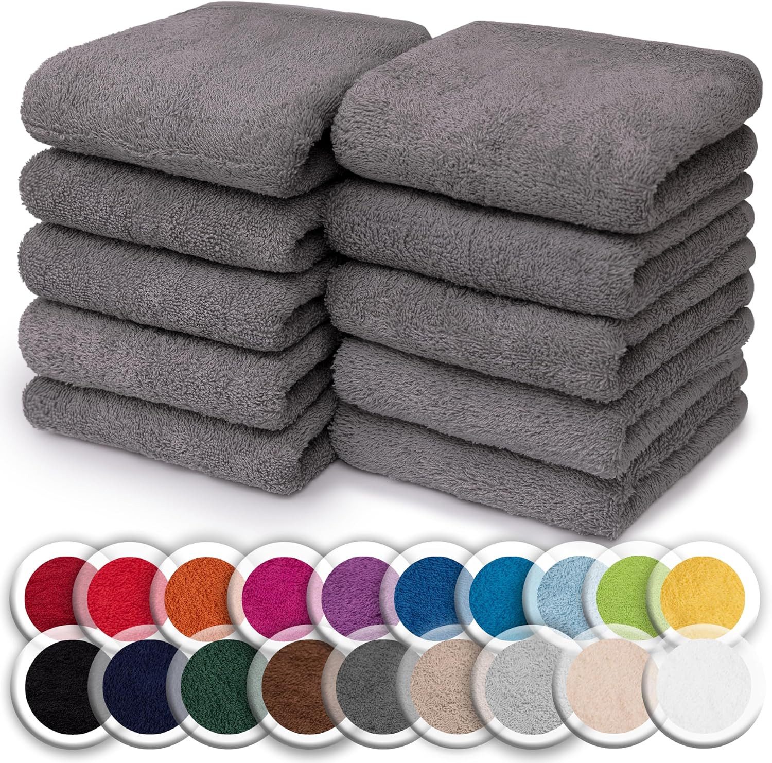 NatureMark Seiftuch 10er-Set Seiftücher 30x30cm 100% Baumwolle, (10-St), Frottier Waschlappen Seiflappen 30 x 30 cm, Anthrazit grau