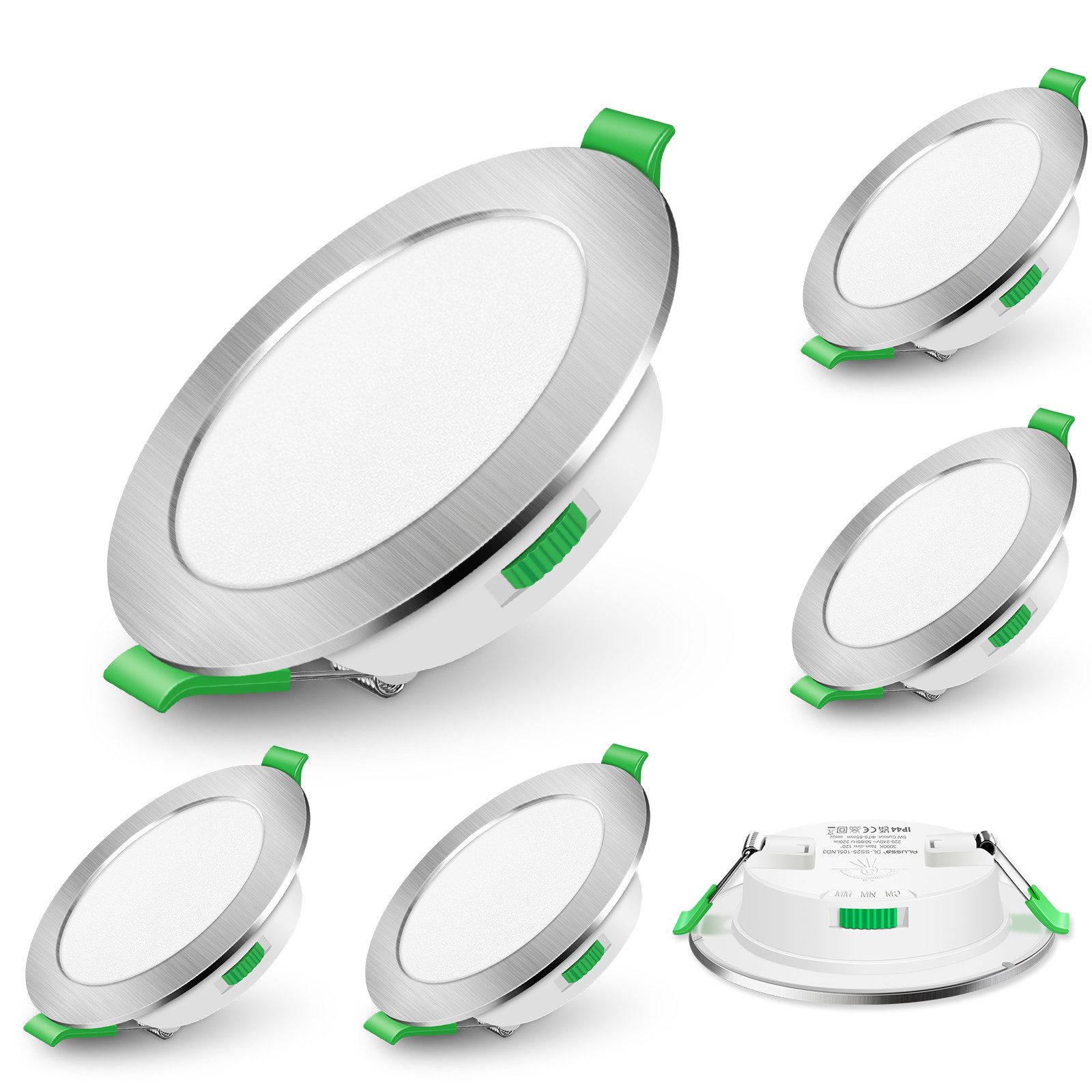 ALUSSO LED Einbaustrahler 6er-Set, Decken Leuchte, Flach Strahler für Bad, günstig online kaufen