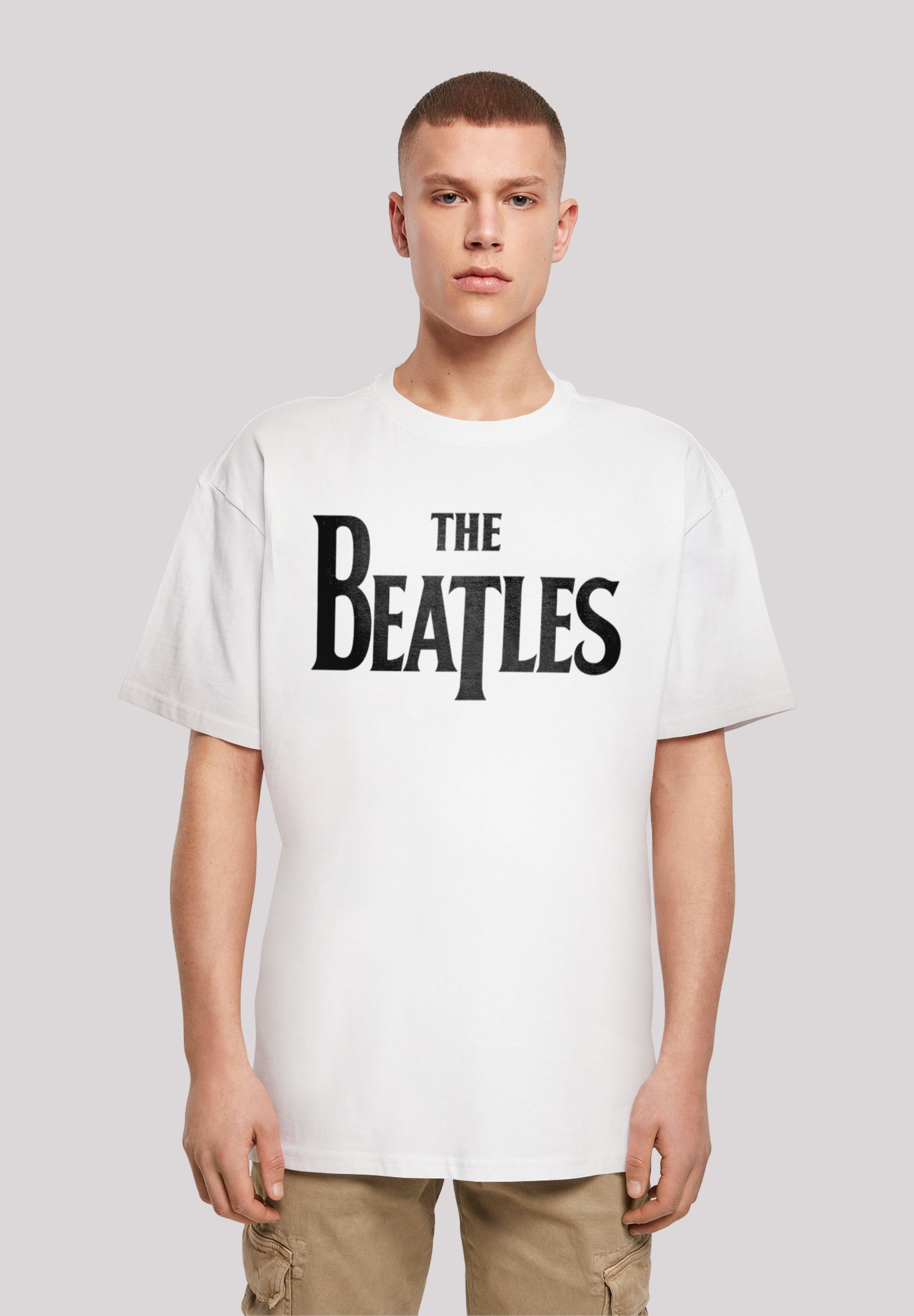 F4NT4STIC T-Shirt Beatles Band Logo und Weite Print, T The überschnittene Schultern Passform Black Drop