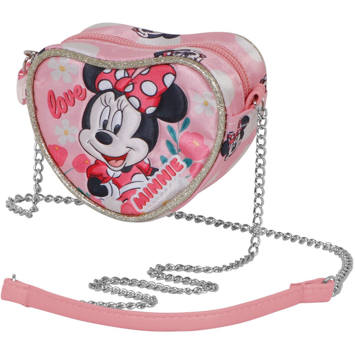 Disney Umhängetasche Minnie Mouse Garden-Mini Heart Unisex Kinder, Handtasche, Shopper, Crossbody Bag, Schultertasche, Hobo Bag