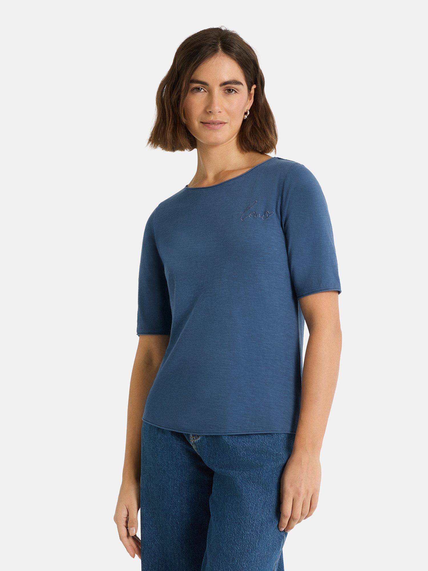 Lieblingsstück Rundhalsshirt CandiceEP mit Statement-Stickerei und im Batik-Look
