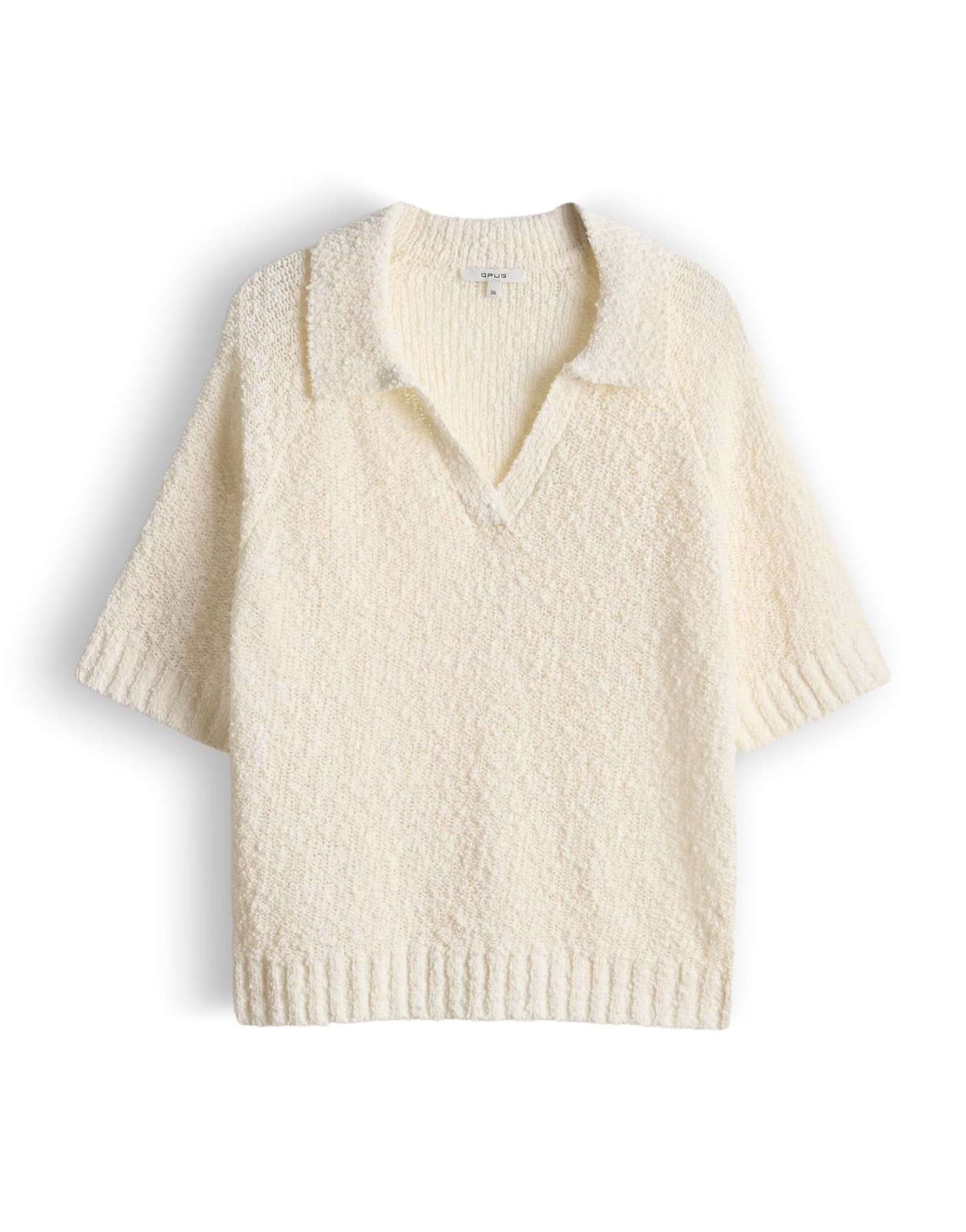 OPUS Kurzarmpullover Posilly aus Strick mit Bouclé Struktur natürlicher Gri günstig online kaufen