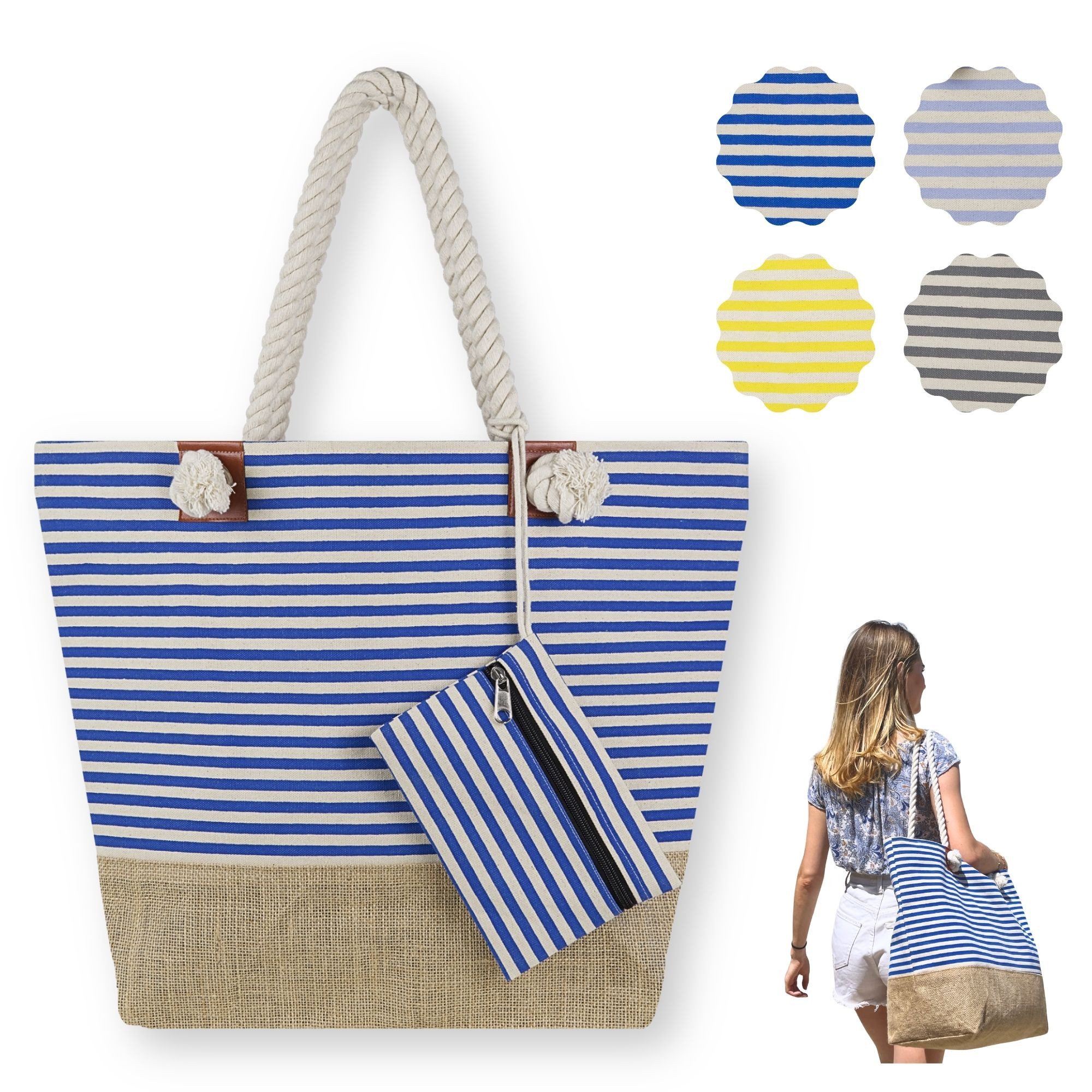 Personalisierte Strandmuscheltasche Für Kinder – Mit Initiale, Netzstoff, Reißverschluss, Verstellbarer Gurt, 3er-Set