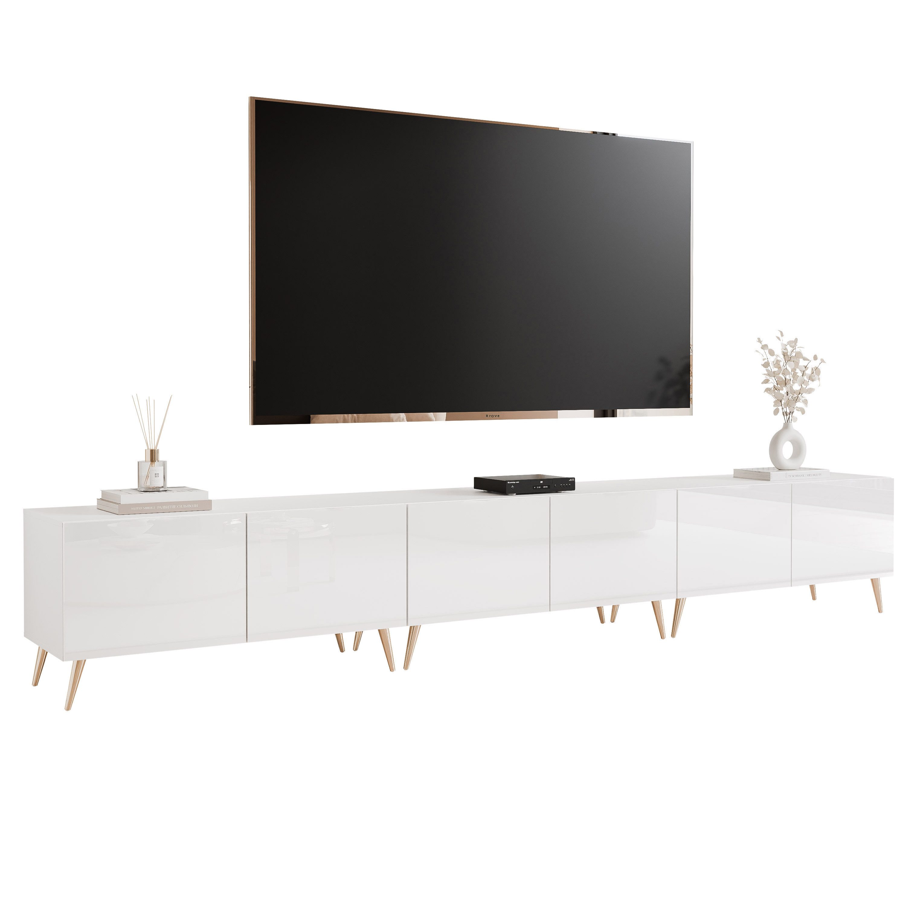 yourhouse24 Lowboard TV ANGEL 300 auf Füßen mit LED-Beleuchtung – Griffloses Design