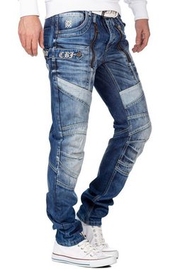Cipo & Baxx 5-Pocket-Jeans Biker Hose BA-CD576 mit senkrecht verlaufenden Zippern