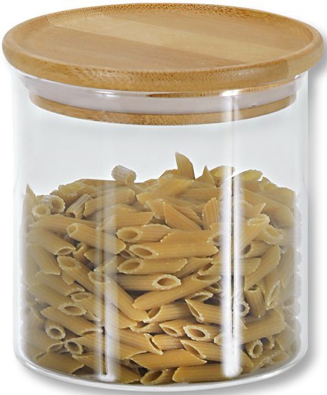 KESPER® Vorratsdose Aufbewahrungsglas, Bambus, Glas, (Set, 3-tlg), mit Deckel
