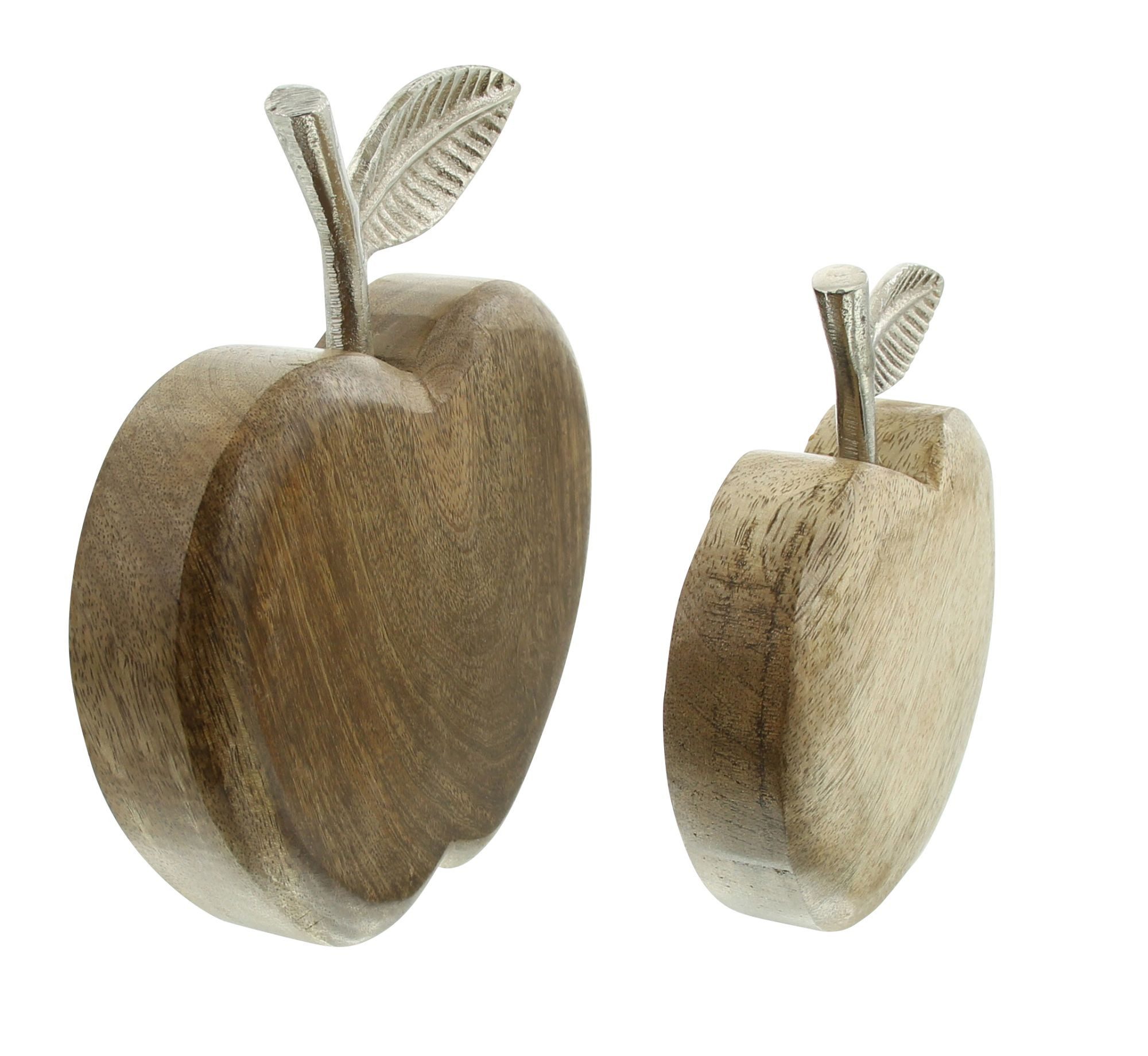 Dekoleidenschaft Dekofigur Apfel aus Mangoholz natur & Aluminium in silber, günstig online kaufen