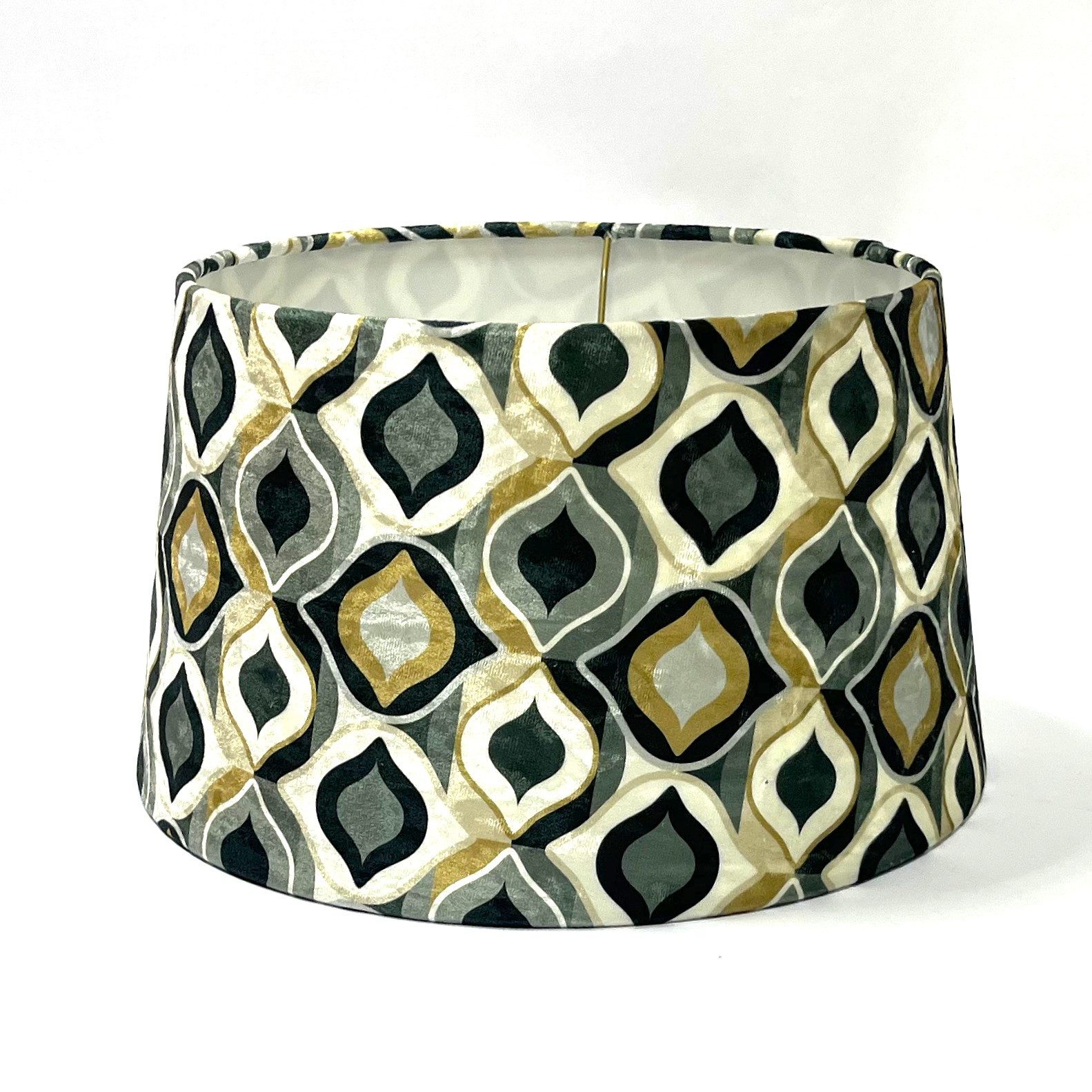 Countryfield Лампыschirm Tischlampenschirm Vintage Muster Samt Gold Grau Schwarz 25 cm, Vintage Design