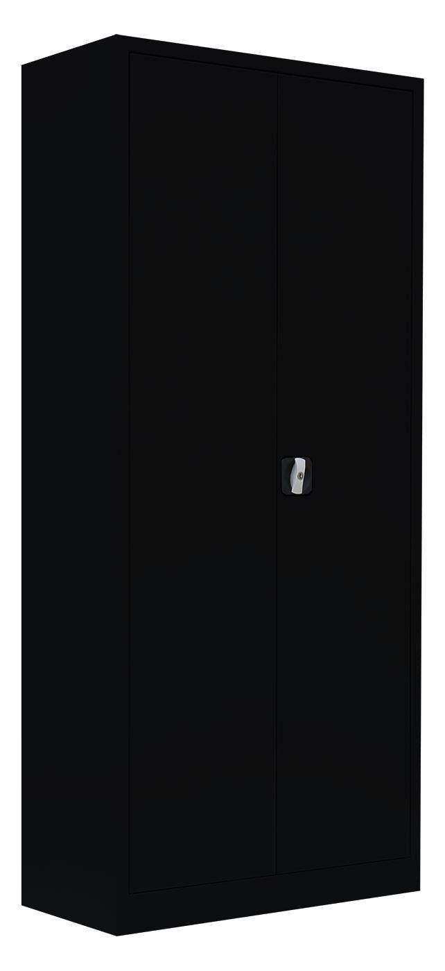 Steelboxx Mehrzweckschrank mit Garderobenteil Türen: 2-türig keine notwendig Tiefschwarz/ Komplett Montage Tiefschwarz montiert, | 9005 180x80x38,3cm Spind (1-St) Kleiderspind Korpus: Schwarz RAL 9005 RAL