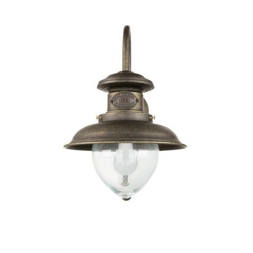 Licht-Erlebnisse Außen-Wandleuchte AMALFI, ohne Leuchtmittel, AußenWandlampe Echt-Messing Glas E27 IP44 Robust Maritimes Design Haus