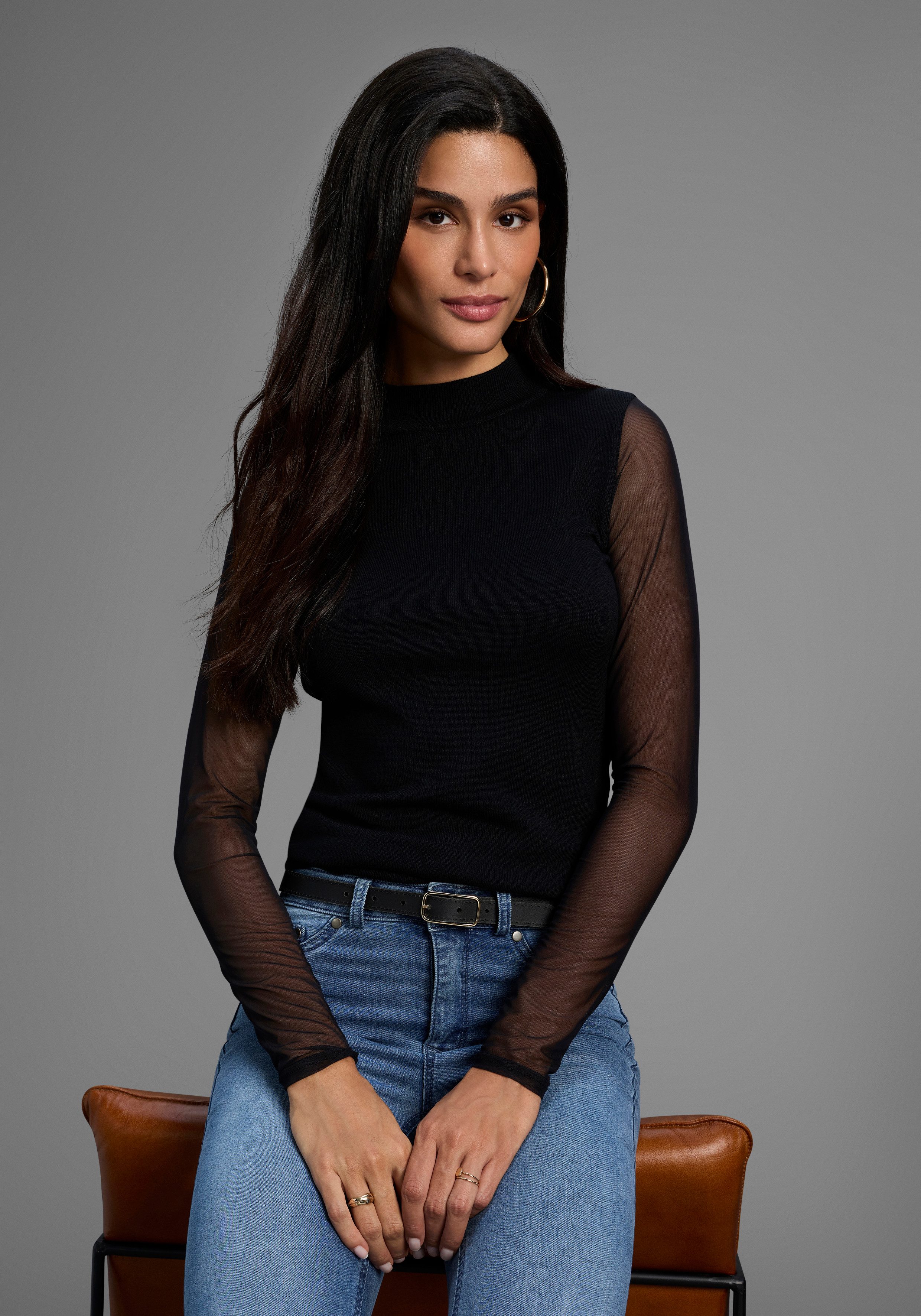 Laura Scott Stehkragenpullover in enger Passform günstig online kaufen
