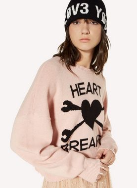 RED VALENTINO Strickpullover VALENTINO RED Heart Breaker Cropped Distressed Wool Cashmere Jumper Pu