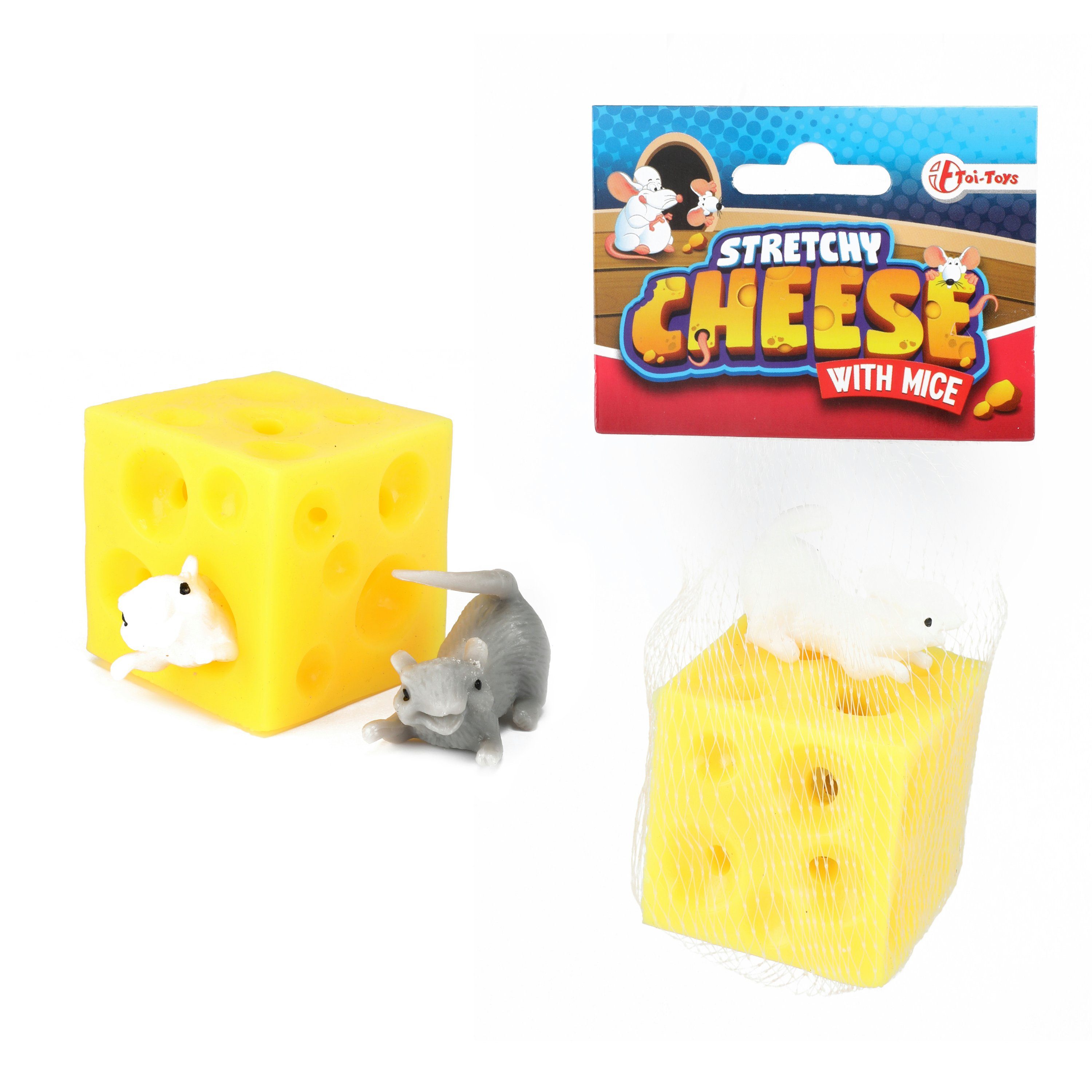 Toi-Toys Spielfigur Dehnbarer Hüpf-Käse mit 2 Mäusen