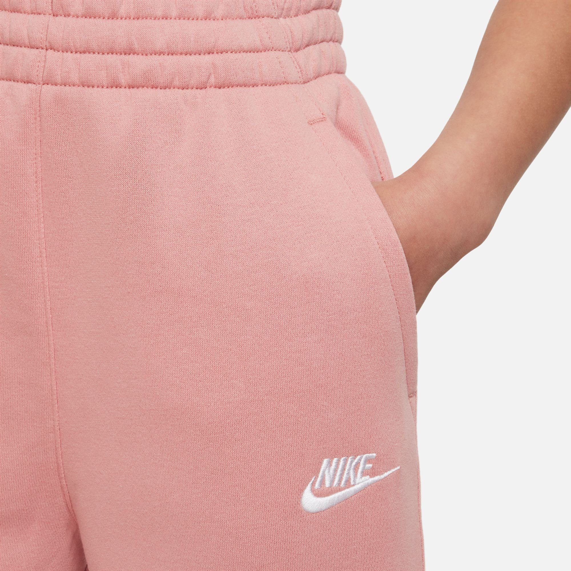 Nike KIDS' PANTS HIGH-WAISTED RED (GIRLS) Sportswear CLUB BIG FLEECE STARDUST/RED Jogginghose STARDUST/WHITE FITTED
