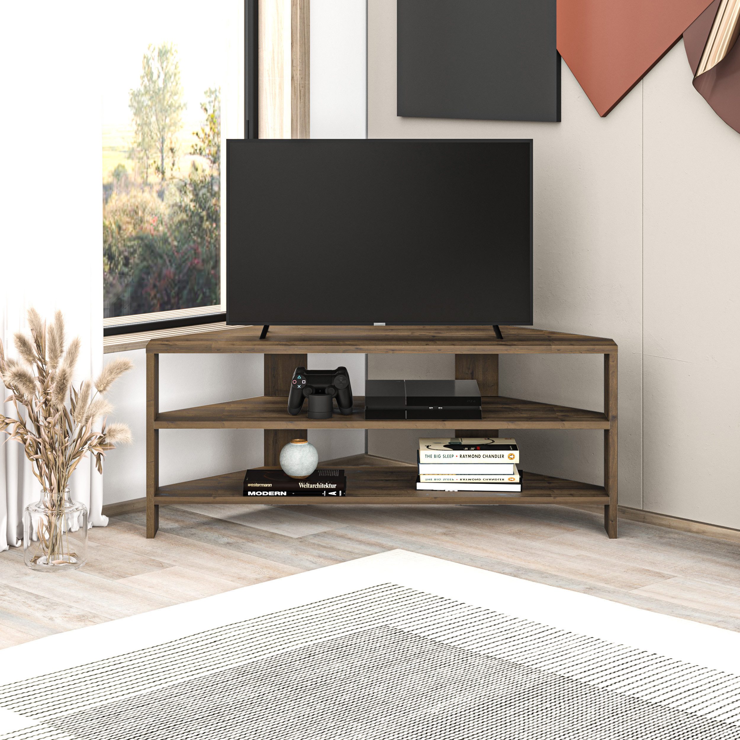 Decortie TV-Schrank Thales (1 set) Modernes Eck-Fernsehgerät Multimedia-Center, 110 x 36 x 45 cm