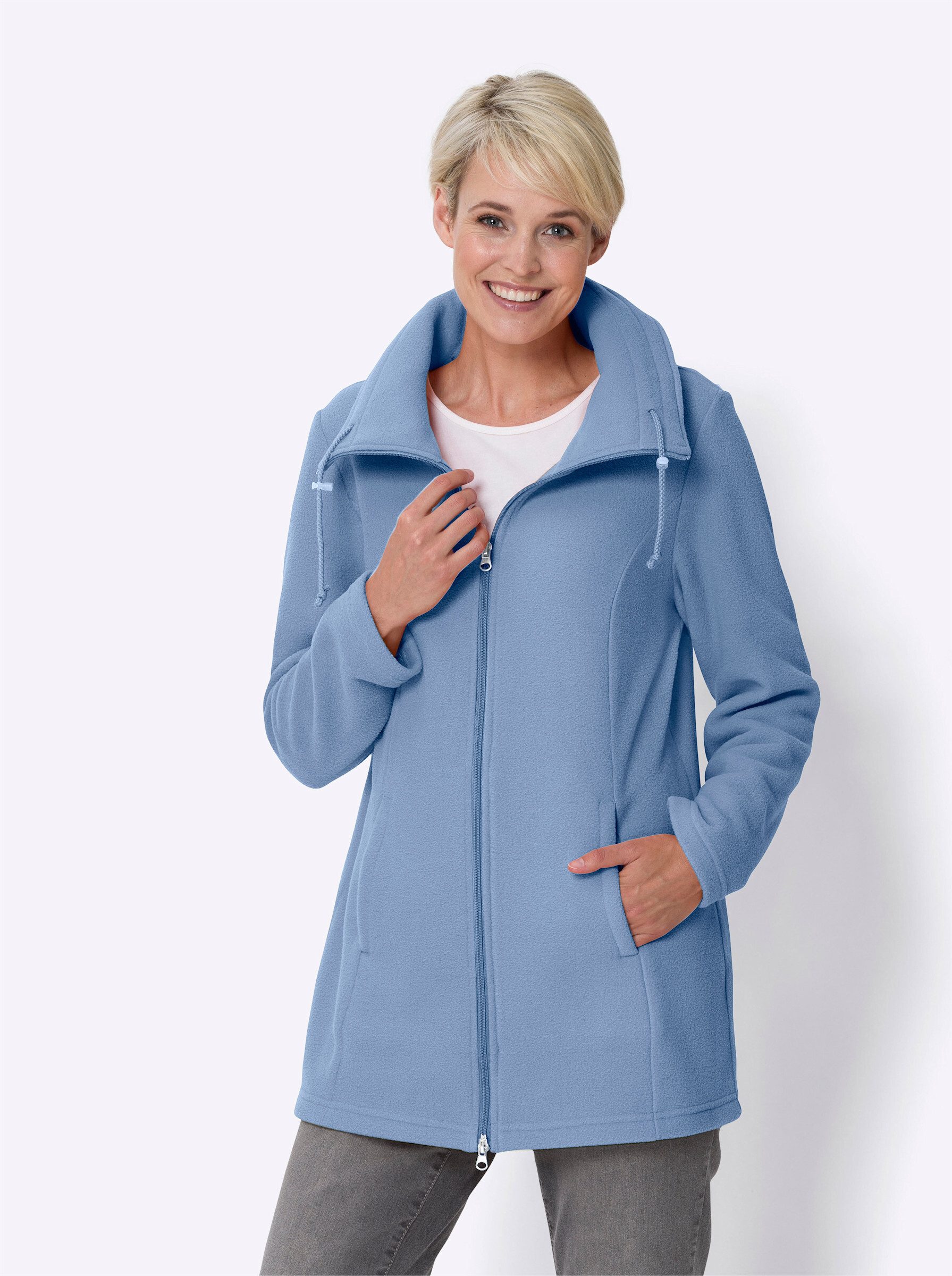 Sieh an! Fleecejacke Long-Fleecejacke Langarm – Bild 4 von 5