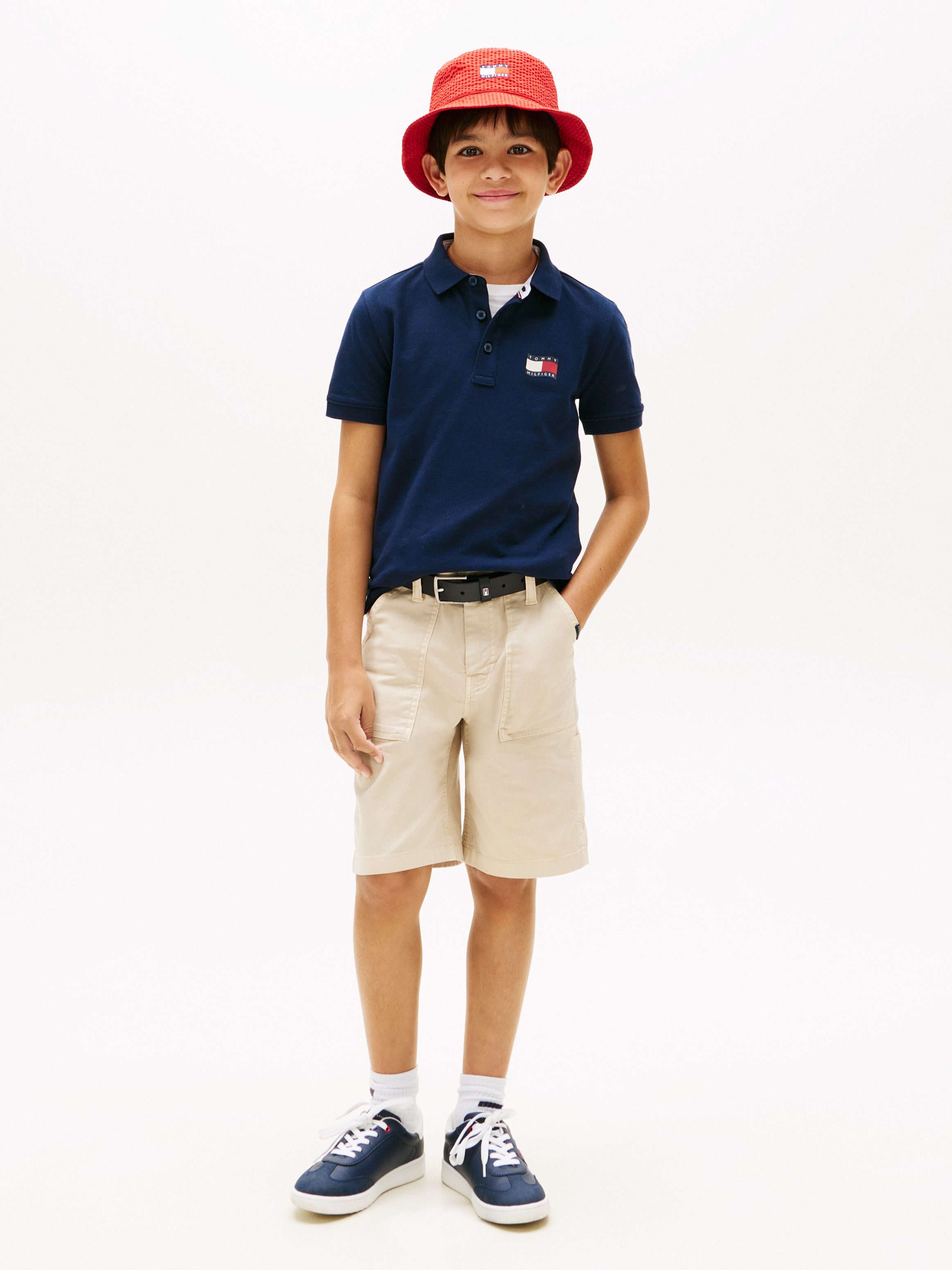 Tommy Hilfiger Poloshirt WAVY FLAG POLO ITHICA PLACKET SHORT SLEEVE Kinder bis 16 Jahre, Baumwoll-Piqué, regular fit