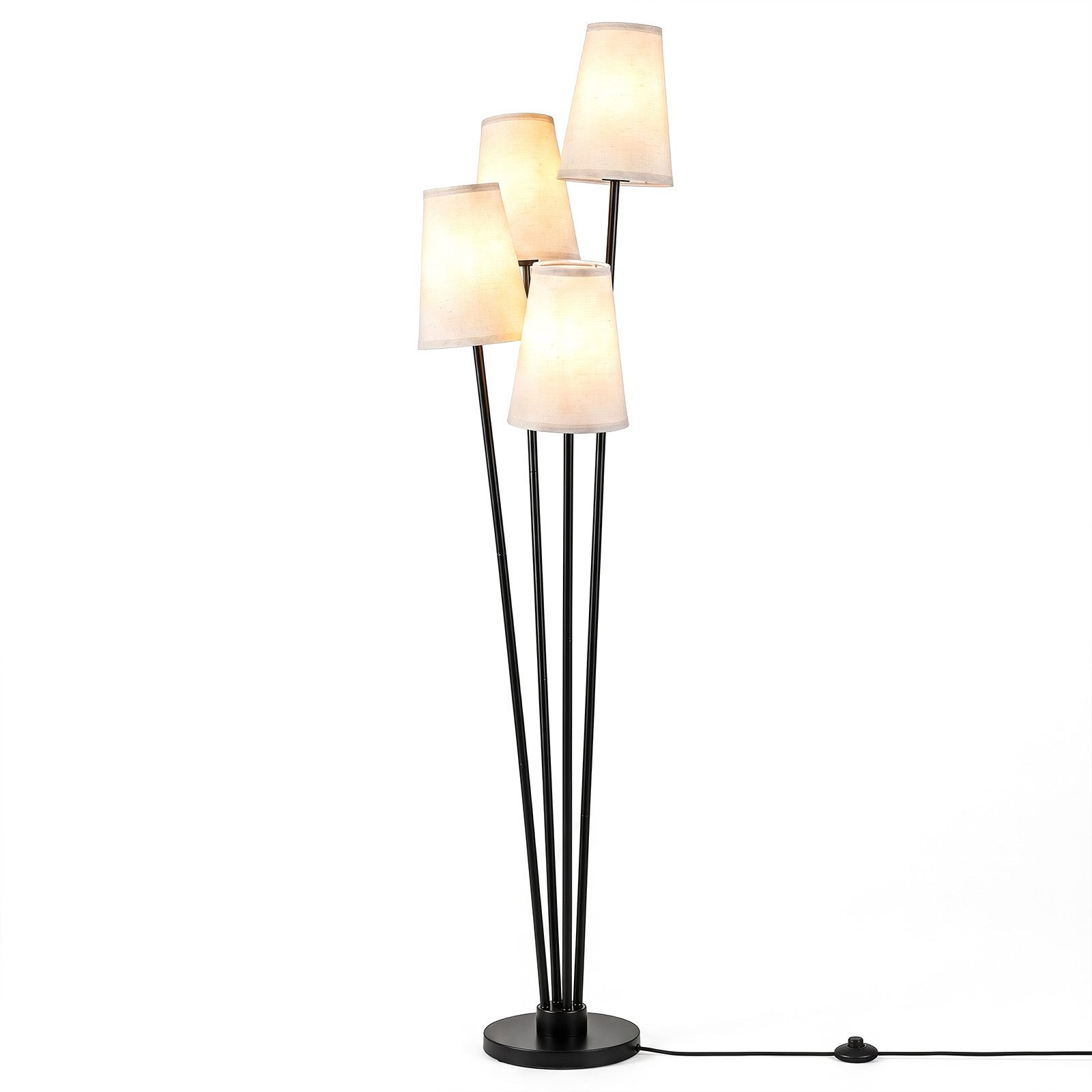 COSTWAY Stehlampe, 4-flammige Stehlampe, Wohnzimmerlampe, Bodenlampe modern