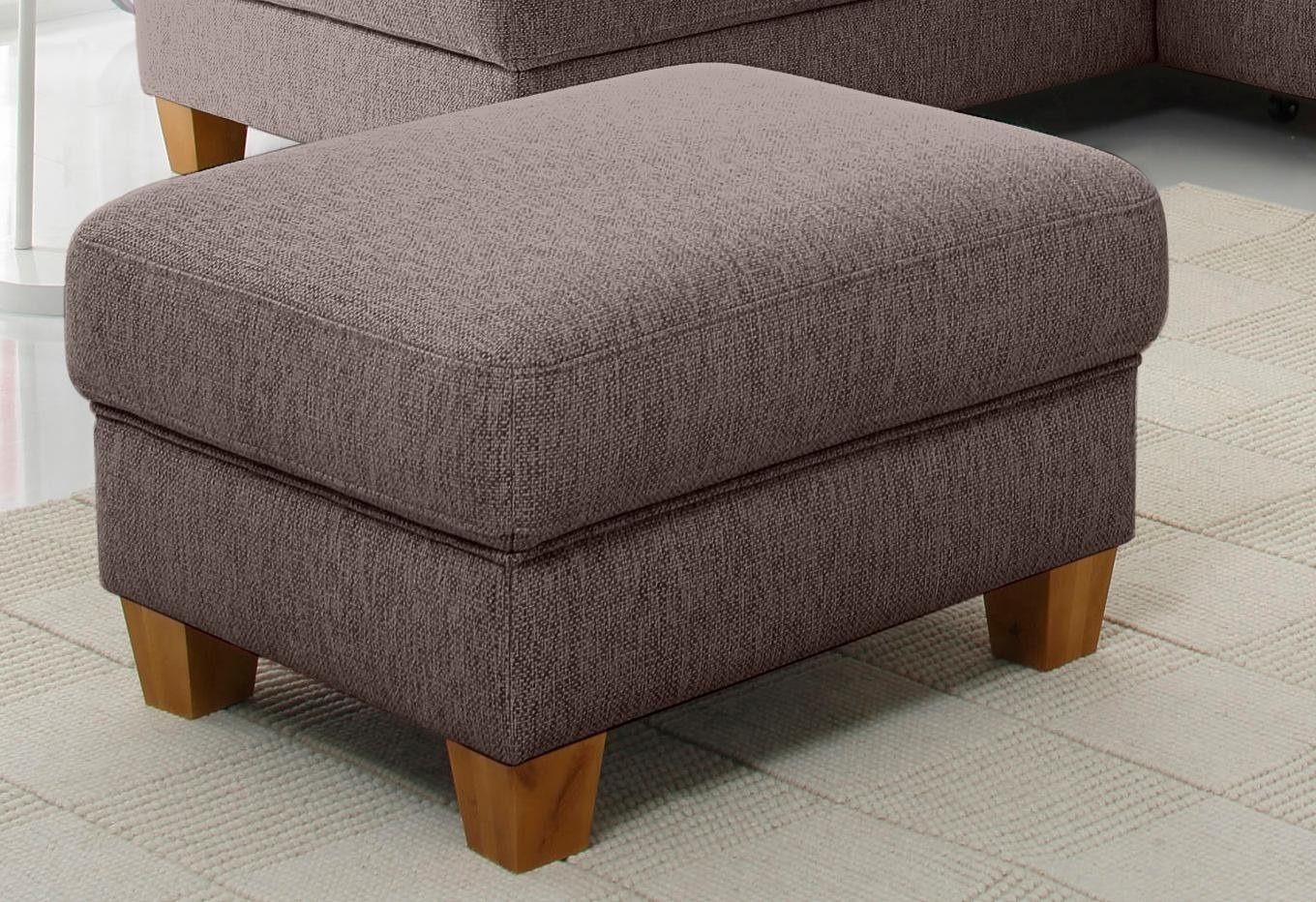 OTTO home Hocker Borkum, B: 75cm, Federkern-Polsterung, vielseitig nutzbar, Fußablage & Sitzgelegenheit, frei im Raum stellbar, Massivholzfüße