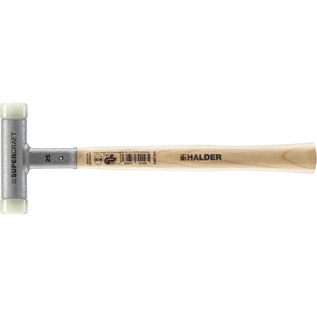 Gummihammer HALDER SUPERCRAFT Schonhammer Ø 25 mm rückschlagfrei mit Stahlschrotfü