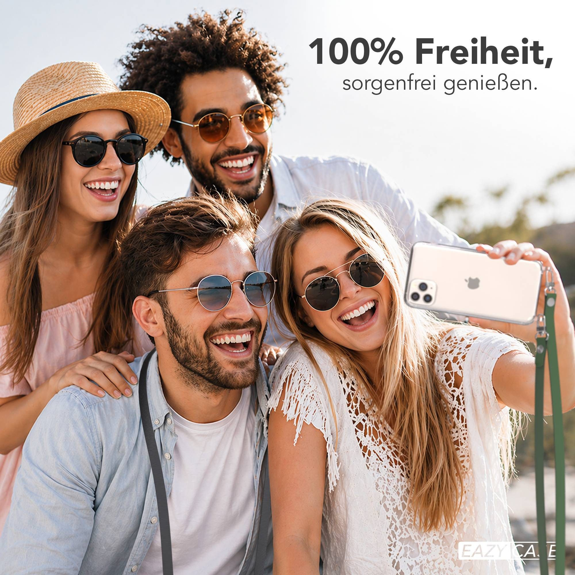 EAZY CASE Handykette für Apple iPhone 11 Pro Max Handyhülle mit Handyband magnetisch, Smartphone Band in Dunkelgrün mit 2x2 Connectoren und Magnetband