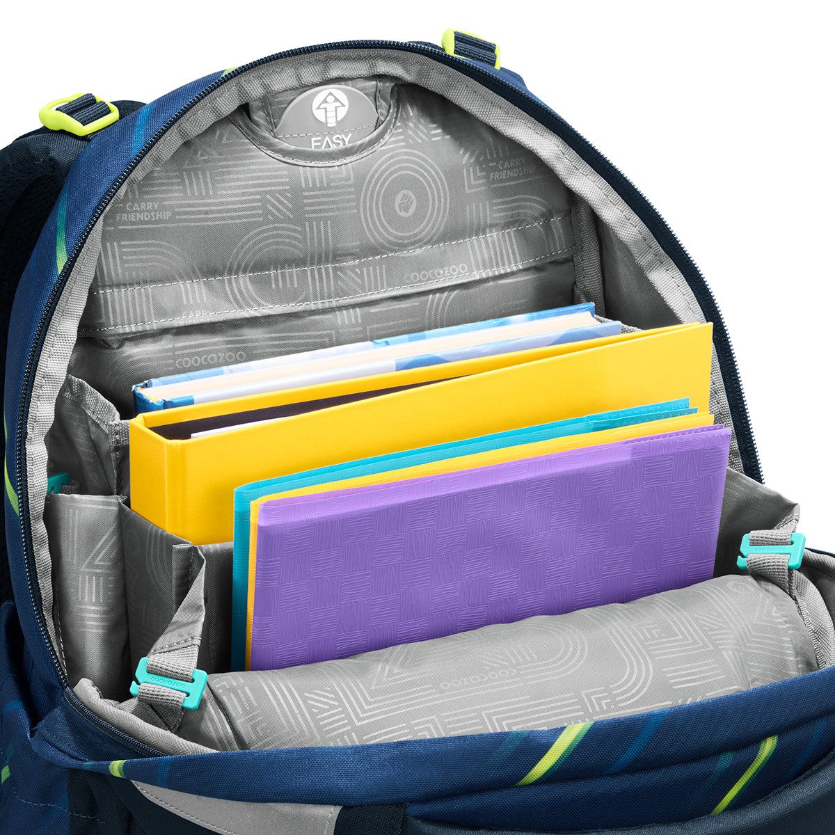coocazoo Schulranzen Schulrucksack-Set MATE Fast Lime 2-teilig (2-teilig), ergonomisch, Körpergröße: 135 - 180 cm, Easy-Grow-System