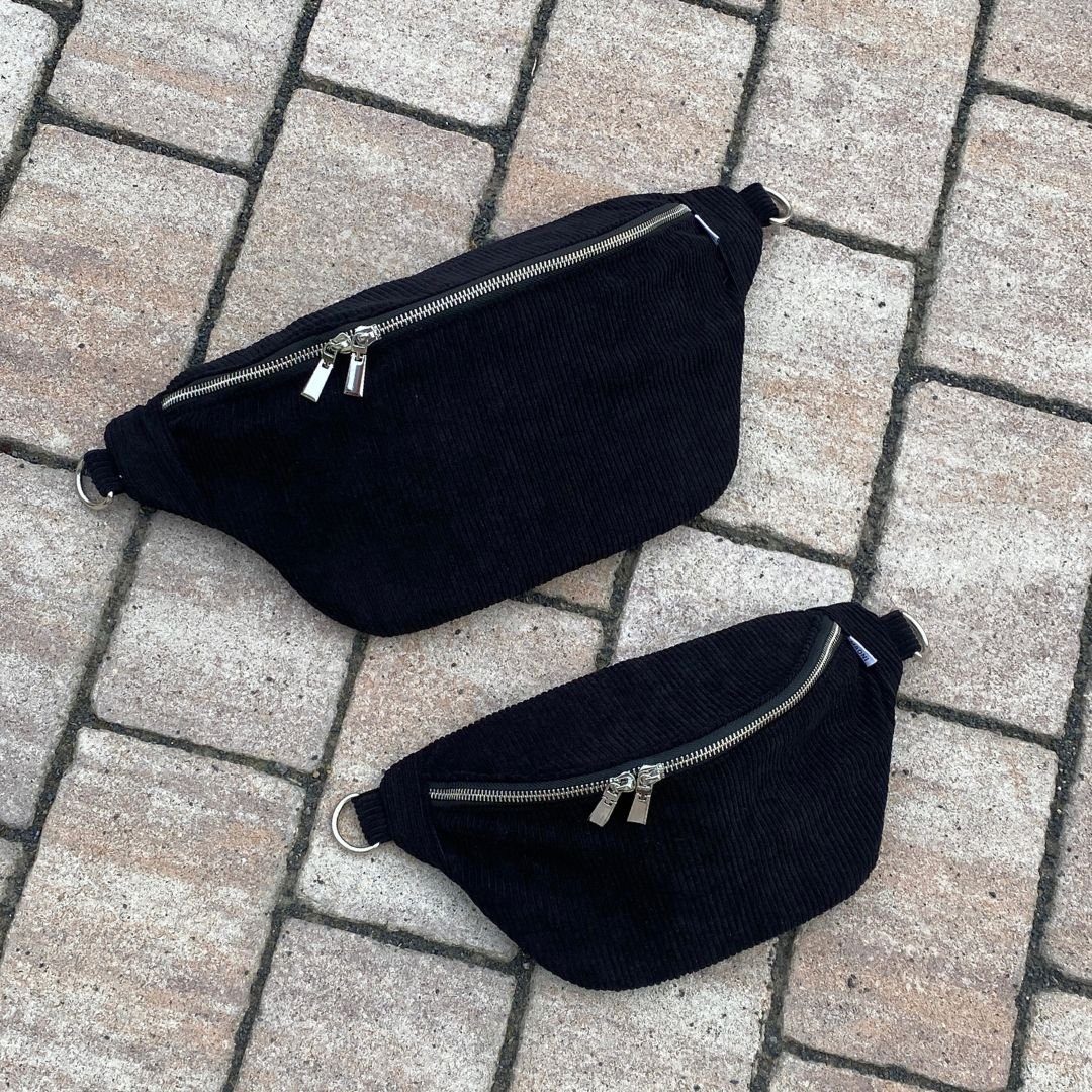 MAONI Bauchtasche Cord Schwarz mit zwei Gurten, Taschengurt austauschbar – Bild 5 von 5