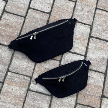 MAONI Bauchtasche Cord Schwarz mit zwei Gurten, Taschengurt austauschbar