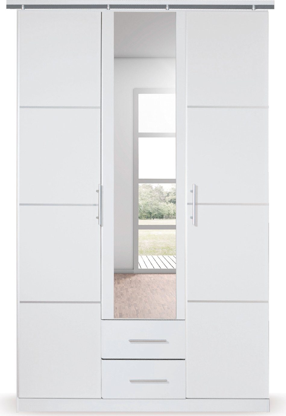 rauch Drehtürenschrank Micro mit eleganten Aufleistungen und praktischen Außenschubkästen – Bild 3 von 5