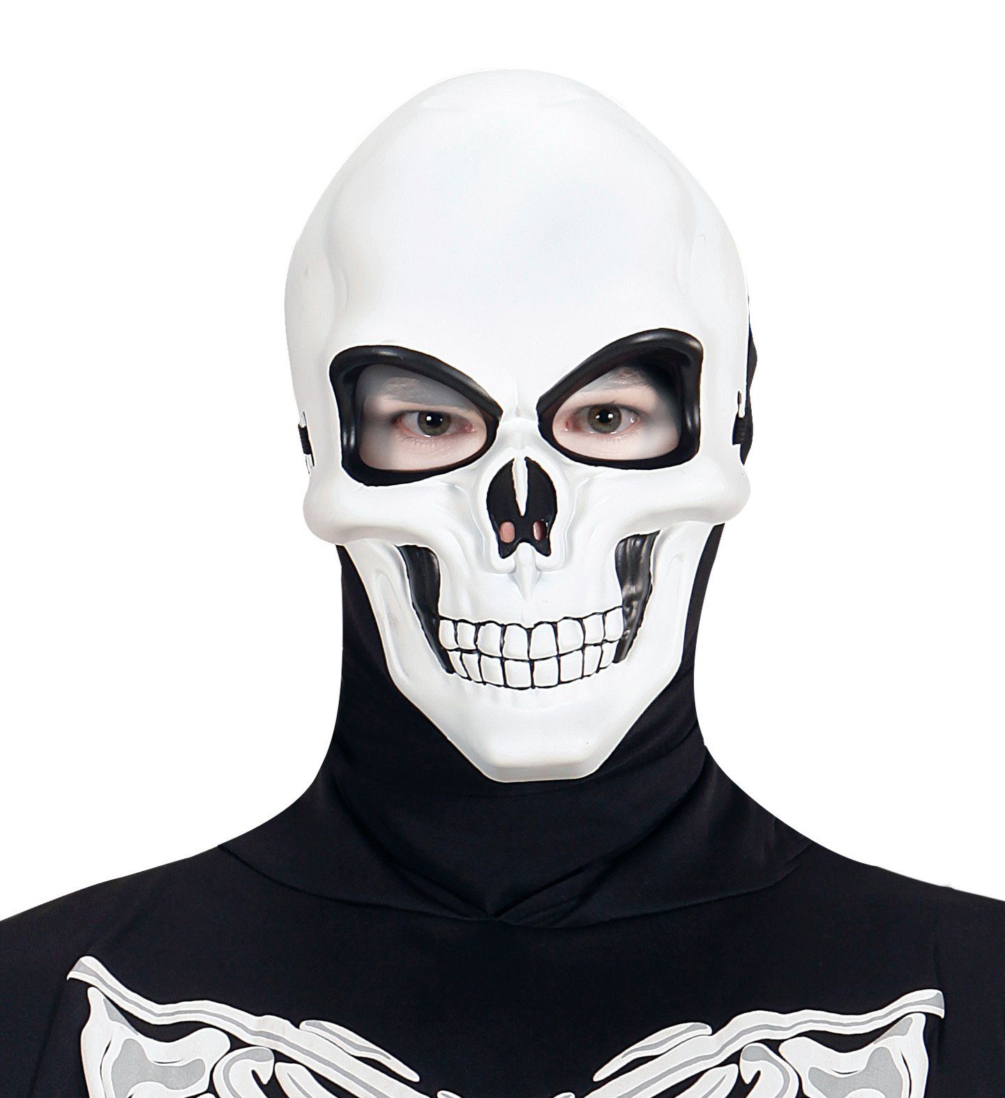 Widmann S.r.l. Verkleidungsmaske Halloween Maske 'Totenkopf', Weiß Schwarz